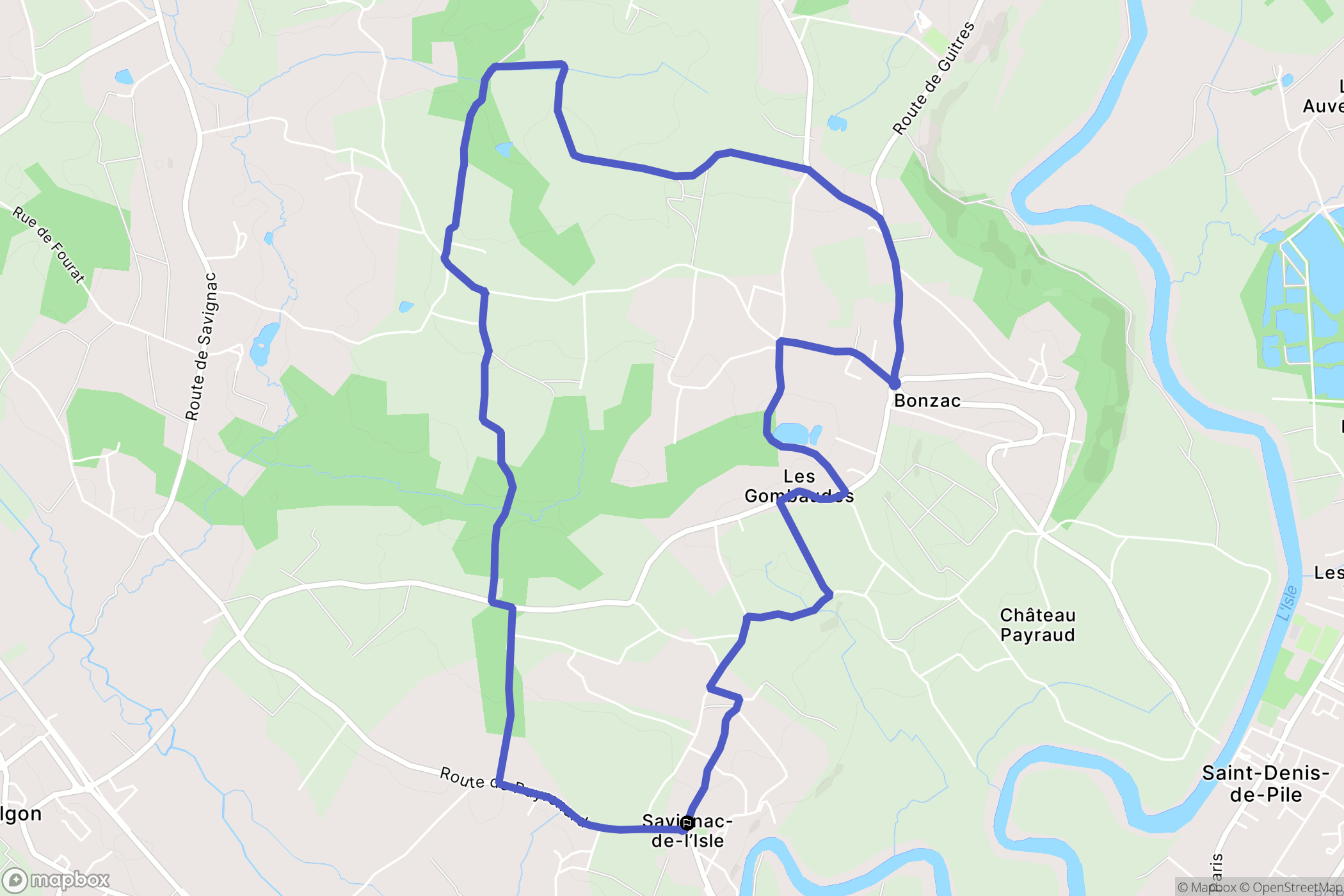 Savignac-de-l'Isle : carte du parcours de randonnée - France