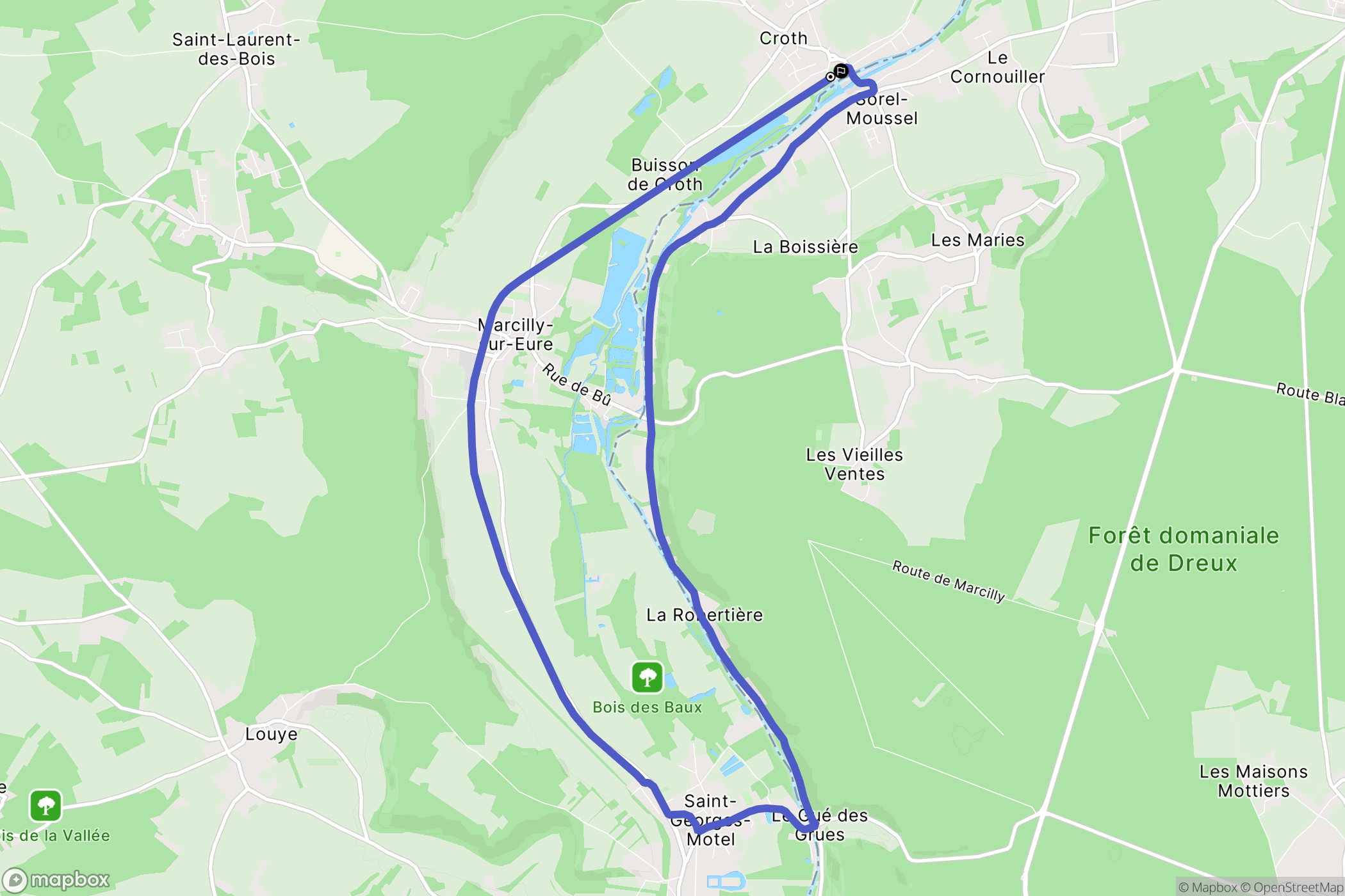 Croth : carte du parcours de randonnée - France