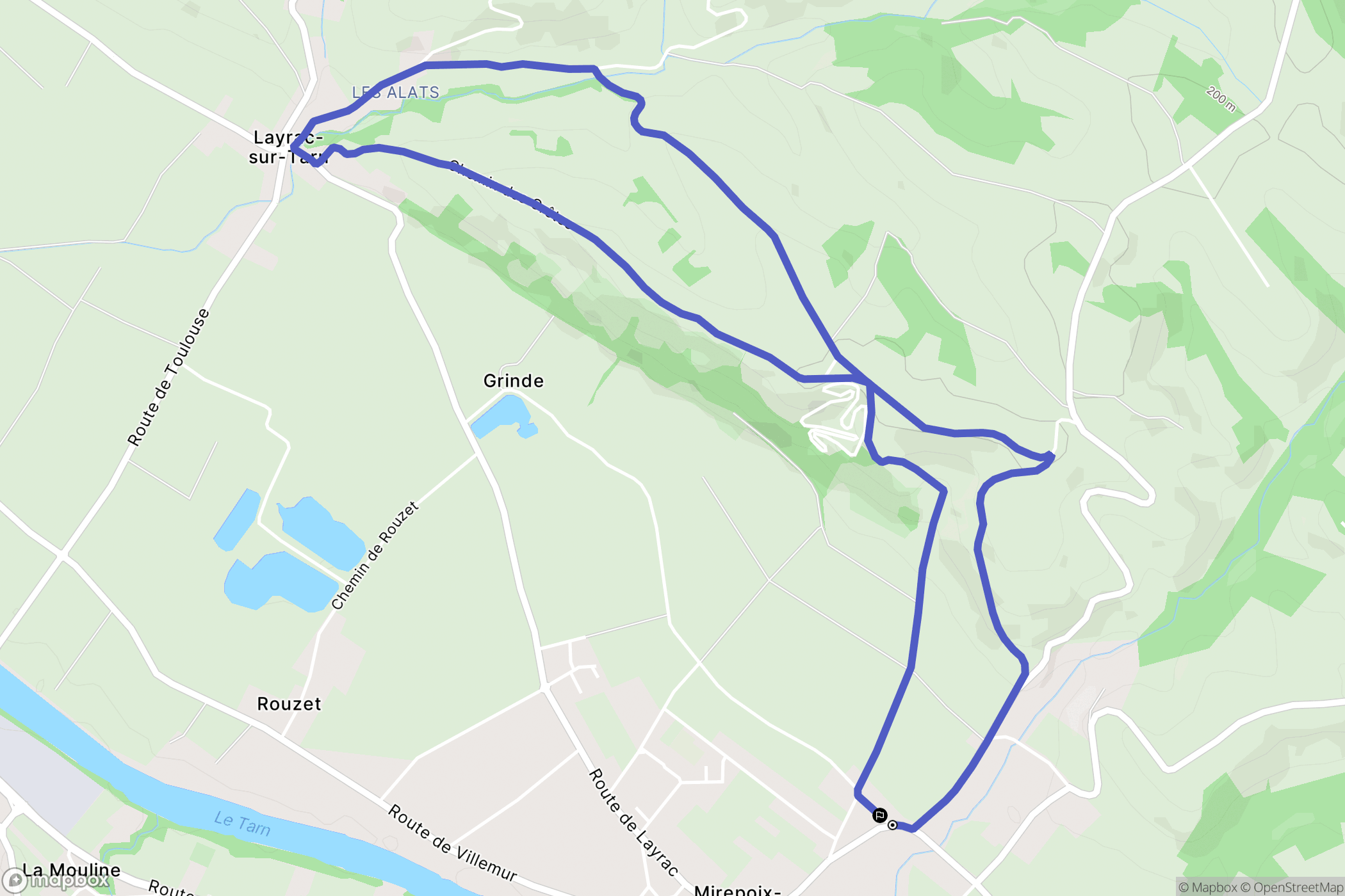 Mirepoix-sur-Tarn : carte du parcours de randonnée - France