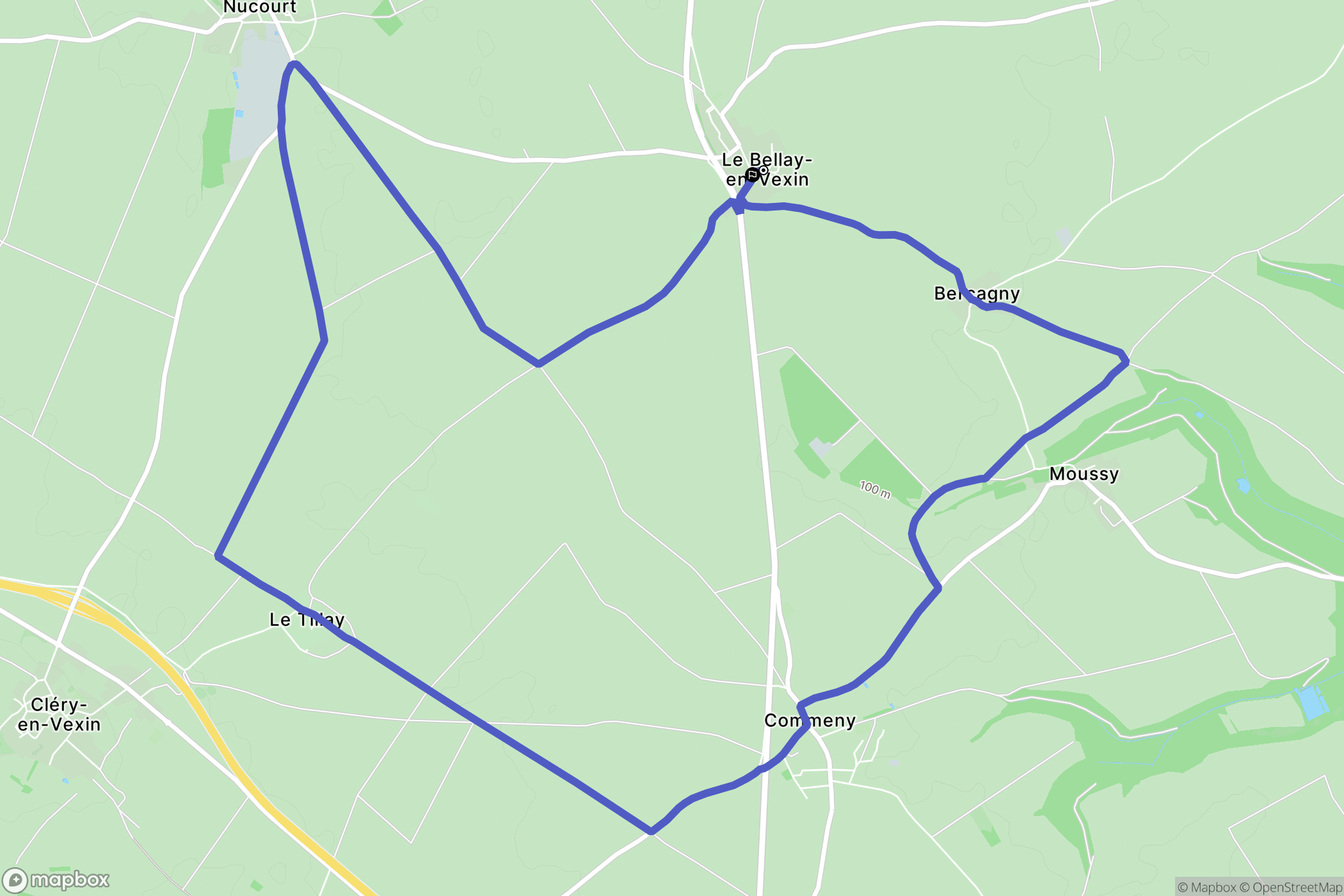 Le Bellay-en-Vexin : carte du parcours de randonnée - France