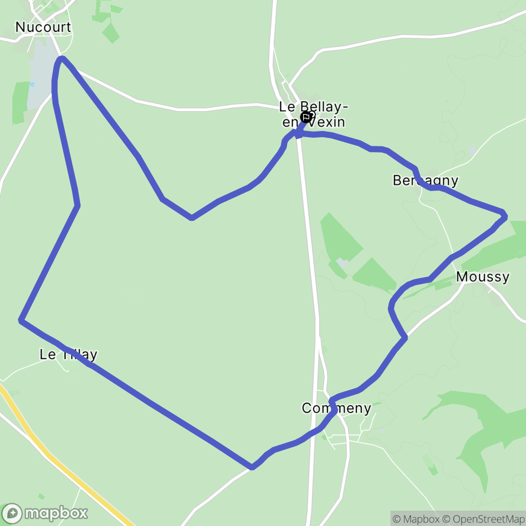 Le Bellay-en-Vexin : carte du parcours de randonnée - France