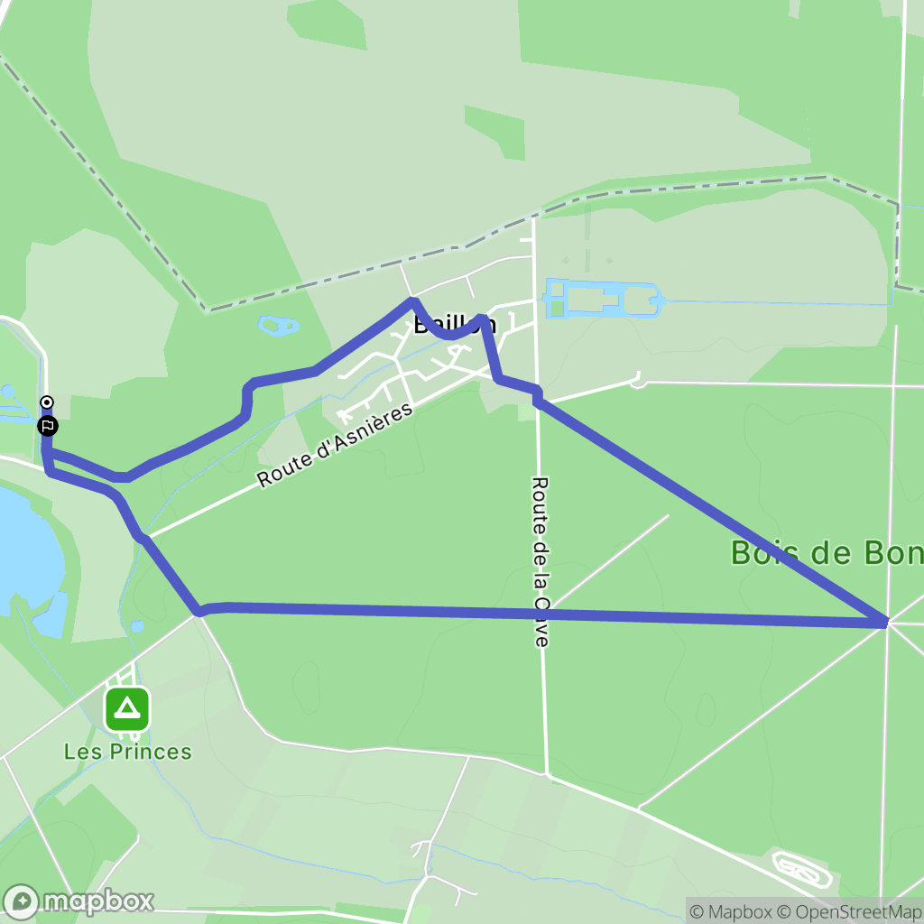 Asnières-sur-Oise : carte du parcours de randonnée - France