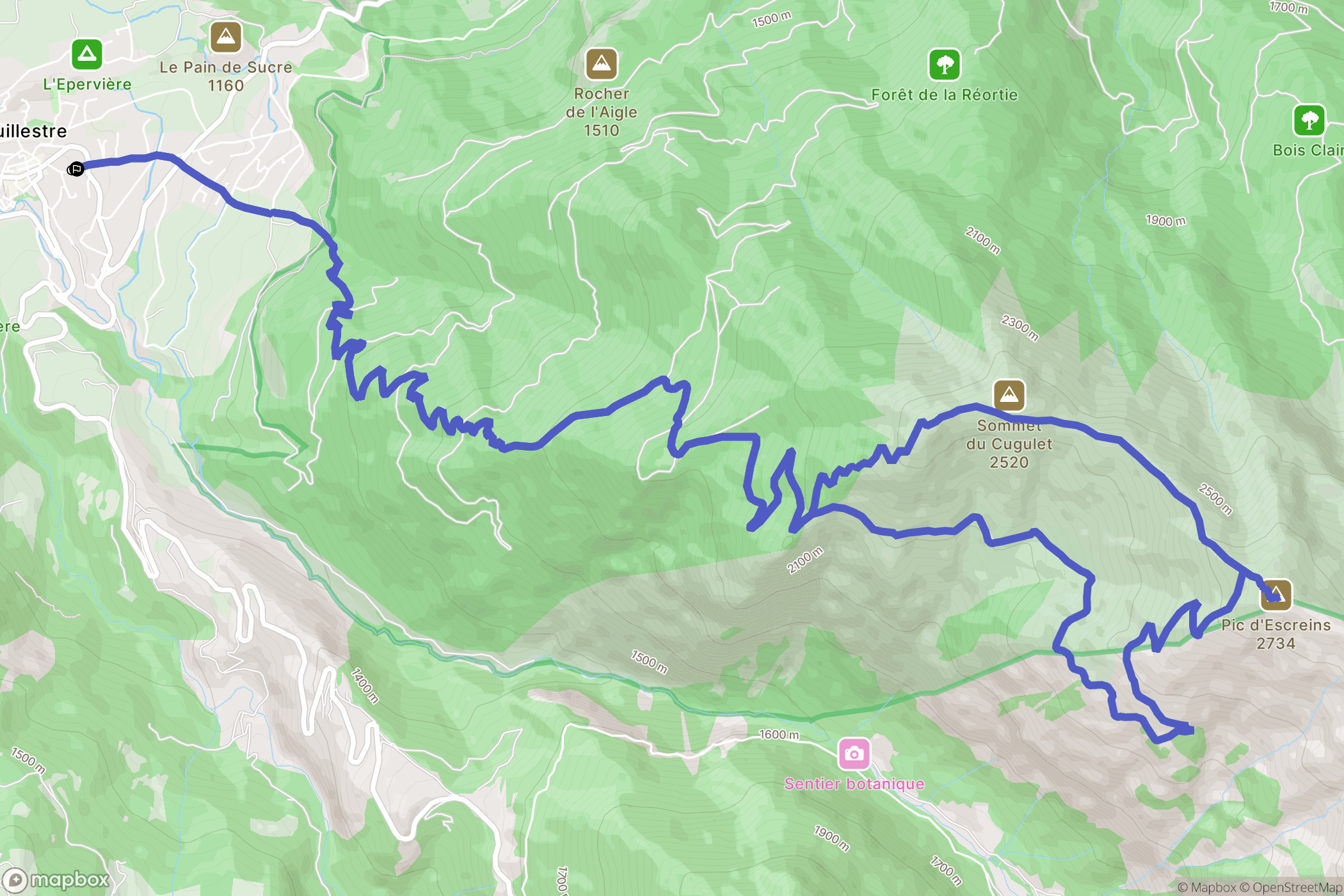 Guillestre : carte du parcours de randonnée - France