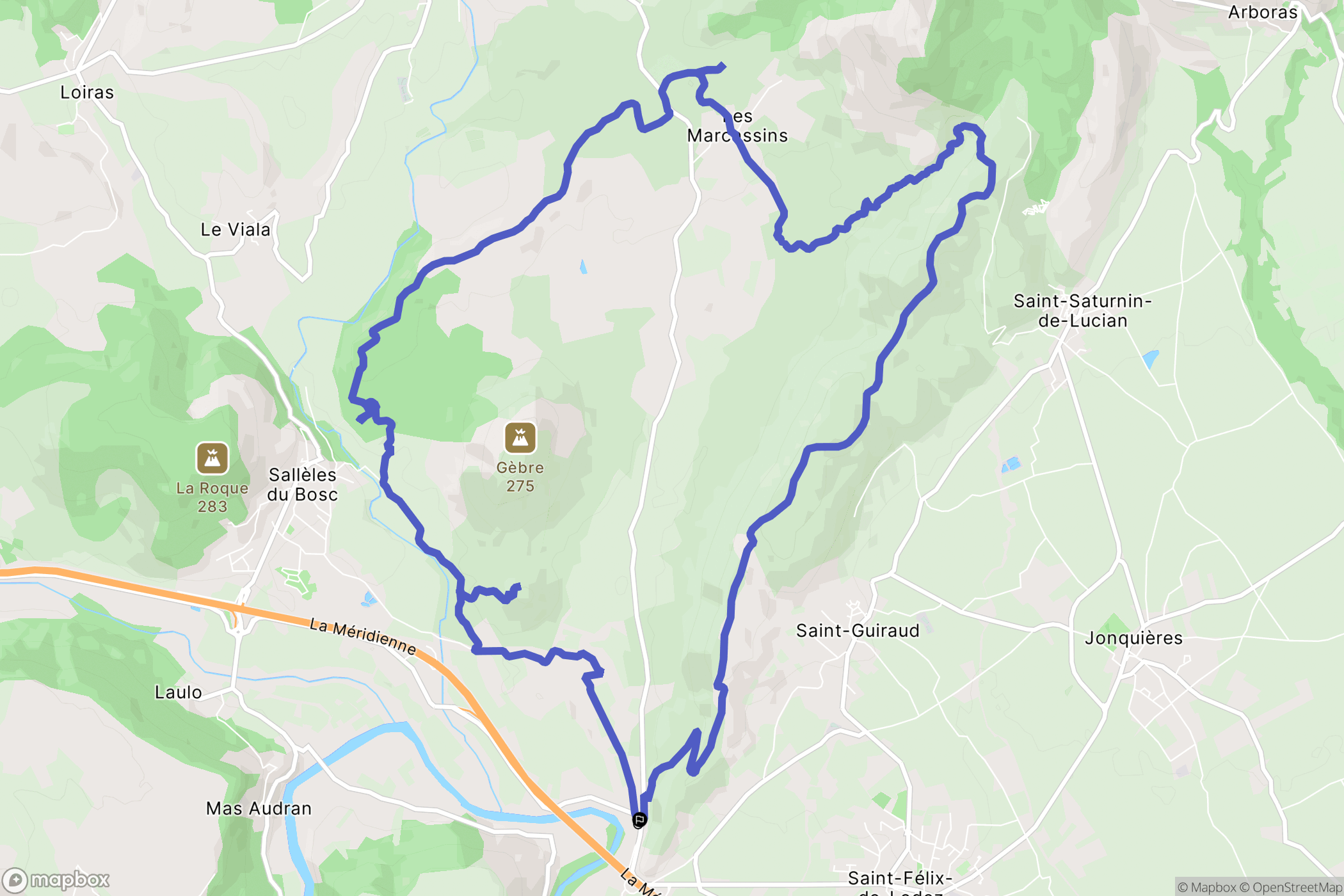 Ceyras : carte du parcours de randonnée - France