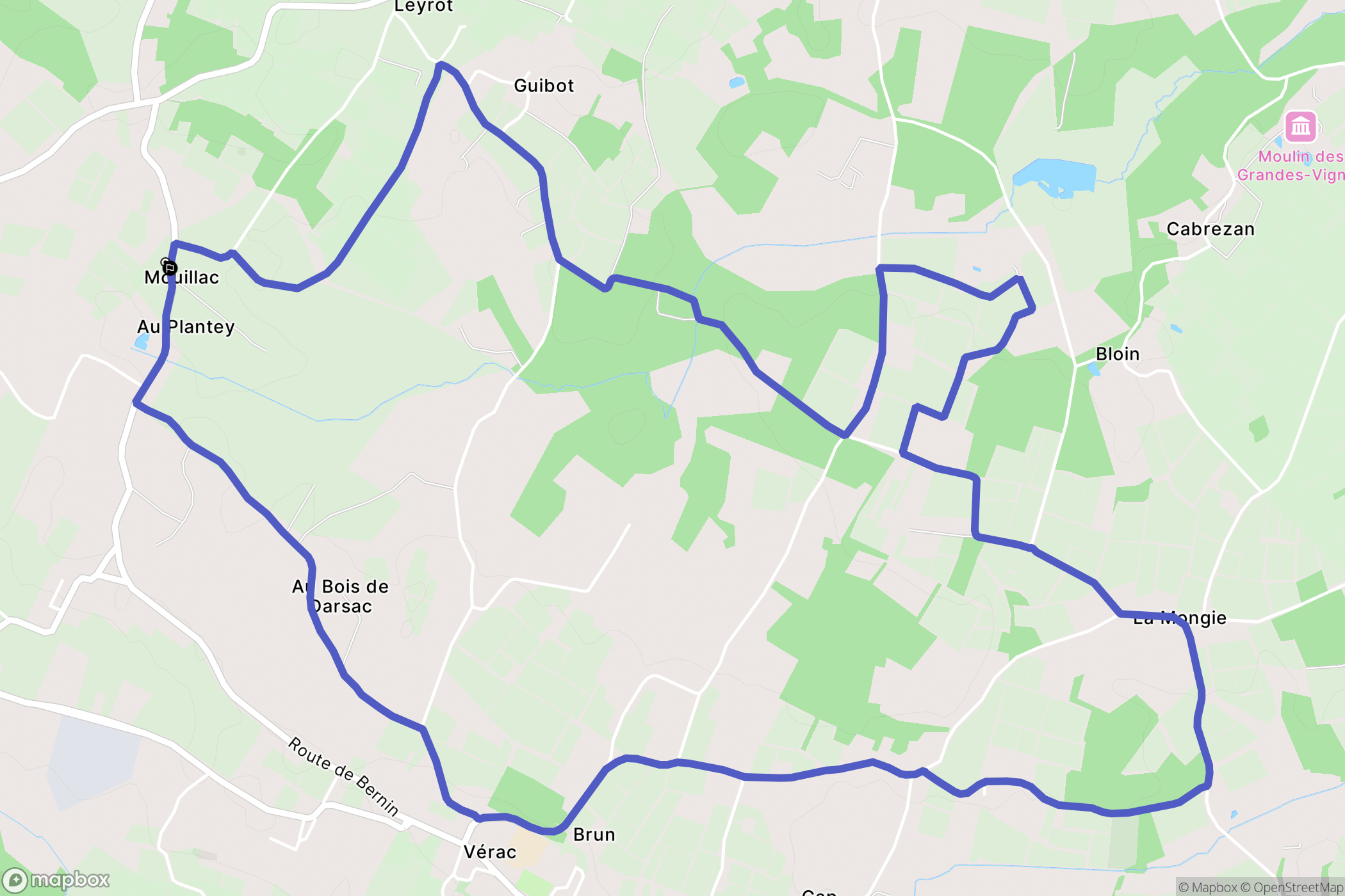 Mouillac : carte du parcours de randonnée - France