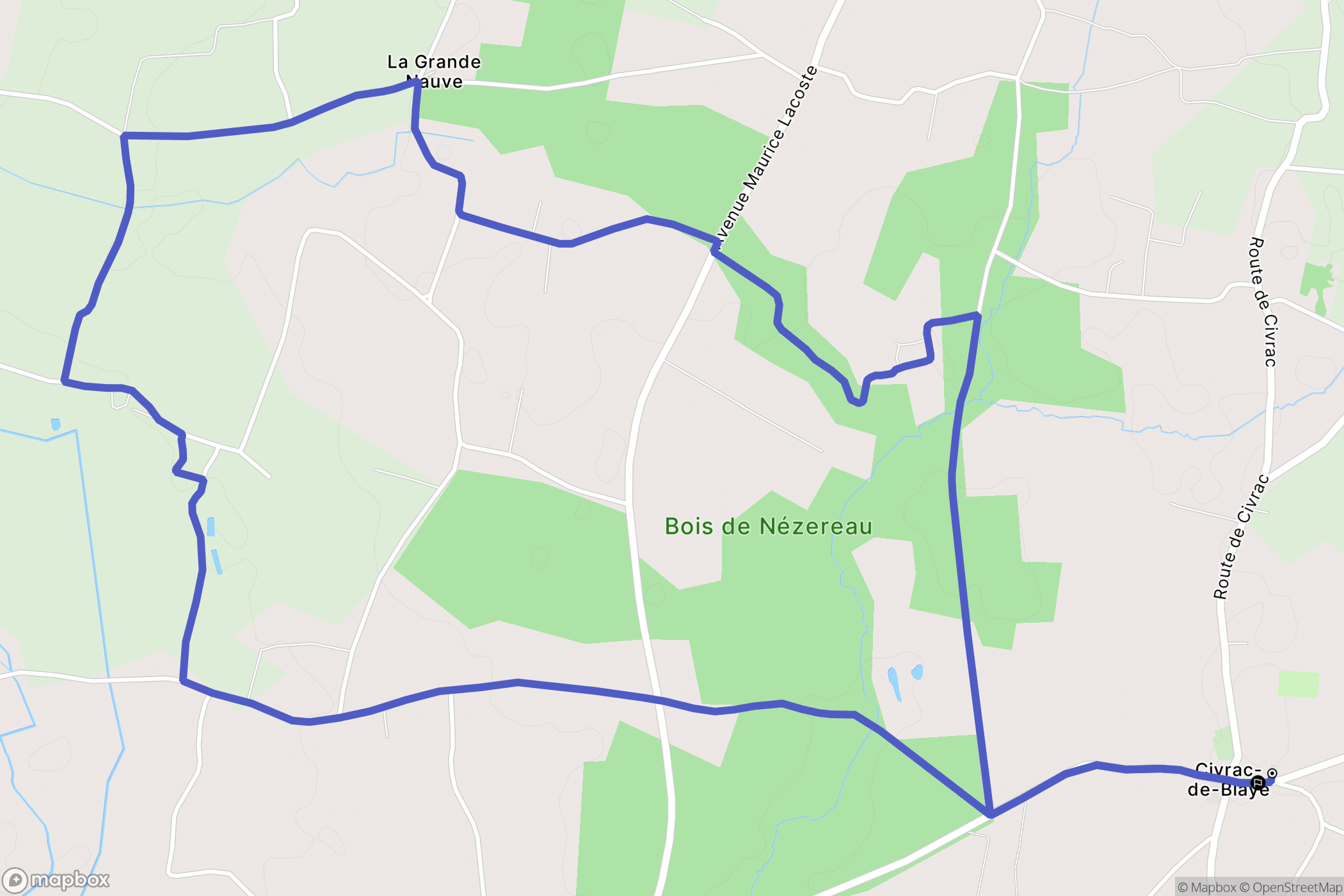 Civrac-de-Blaye : carte du parcours de randonnée - France