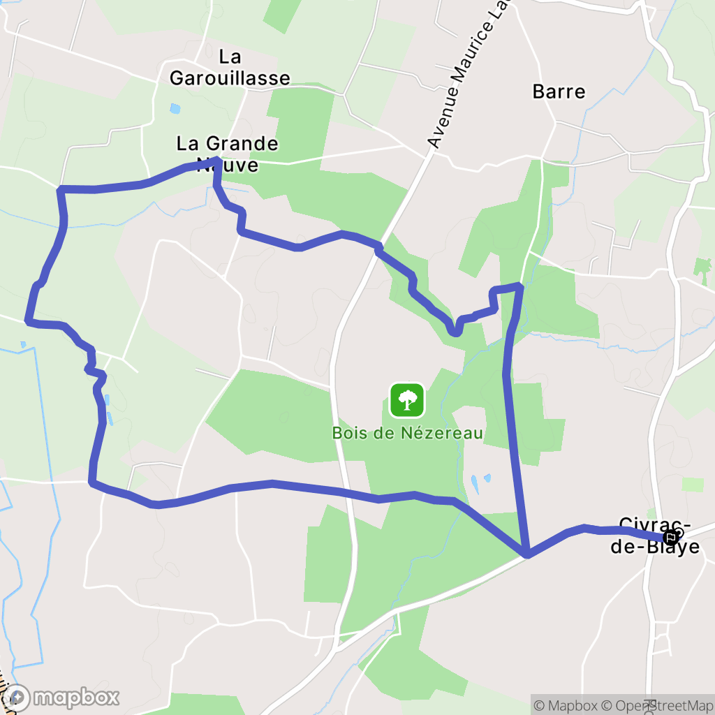 Civrac-de-Blaye : carte du parcours de randonnée - France