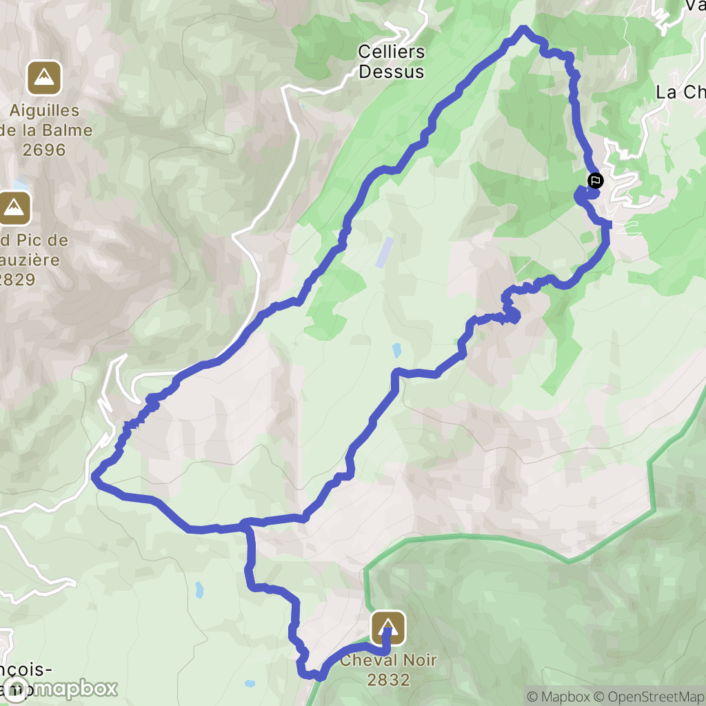 Les Avanchers-Valmorel : carte du parcours de randonnée - France