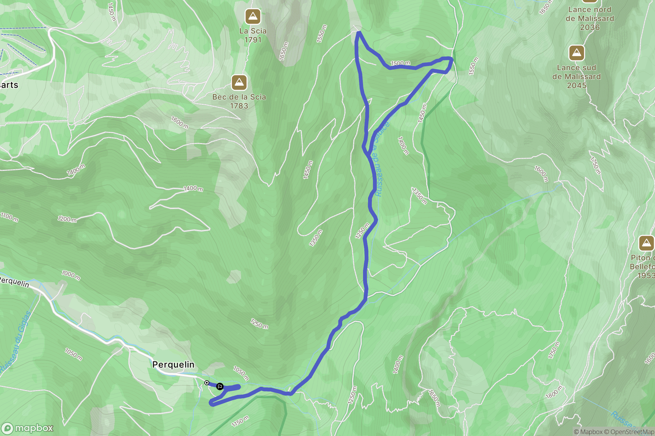 Perquelin, Saint-Pierre-de-Chartreuse : carte du parcours de randonnée - France