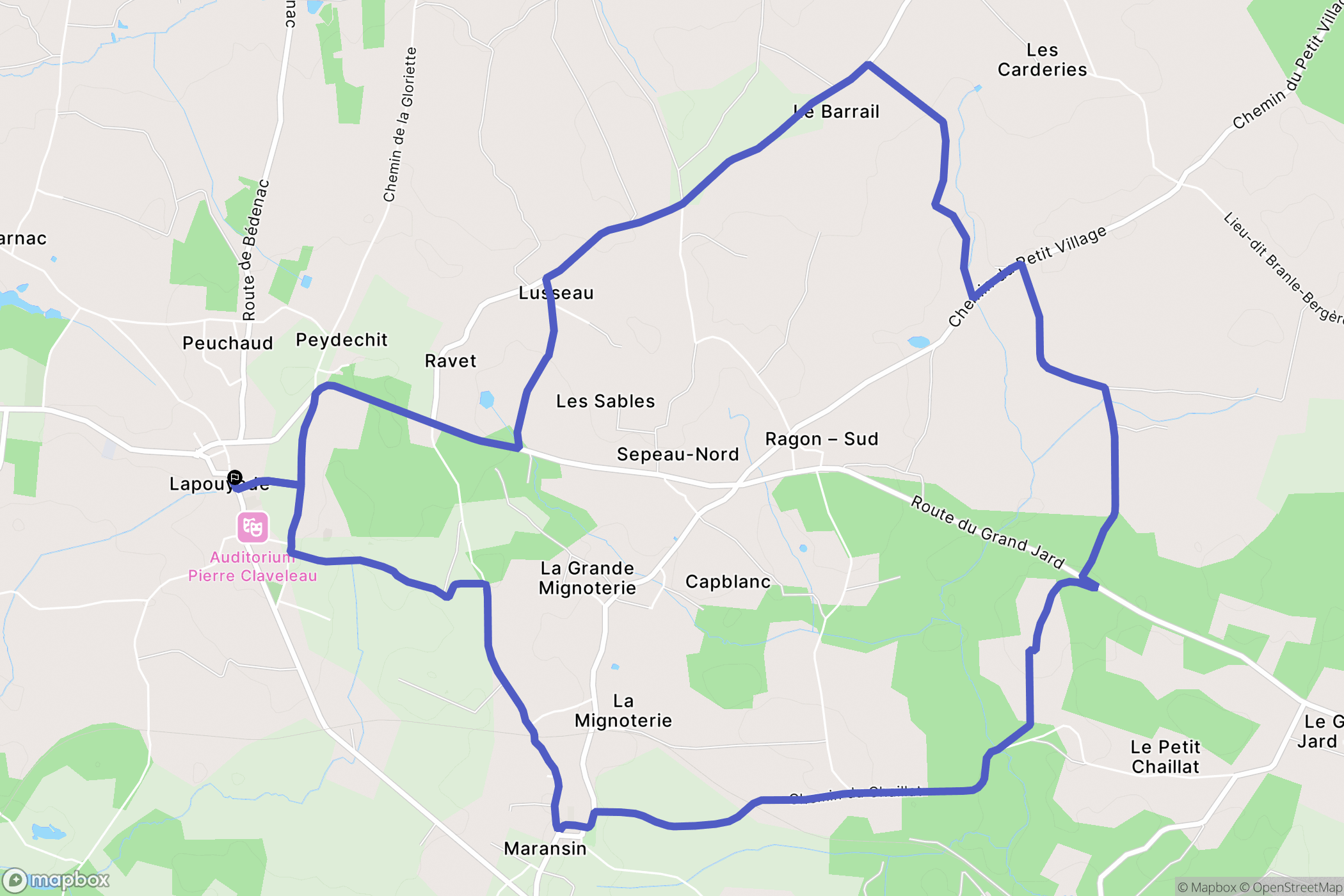 Lapouyade : carte du parcours de randonnée - France