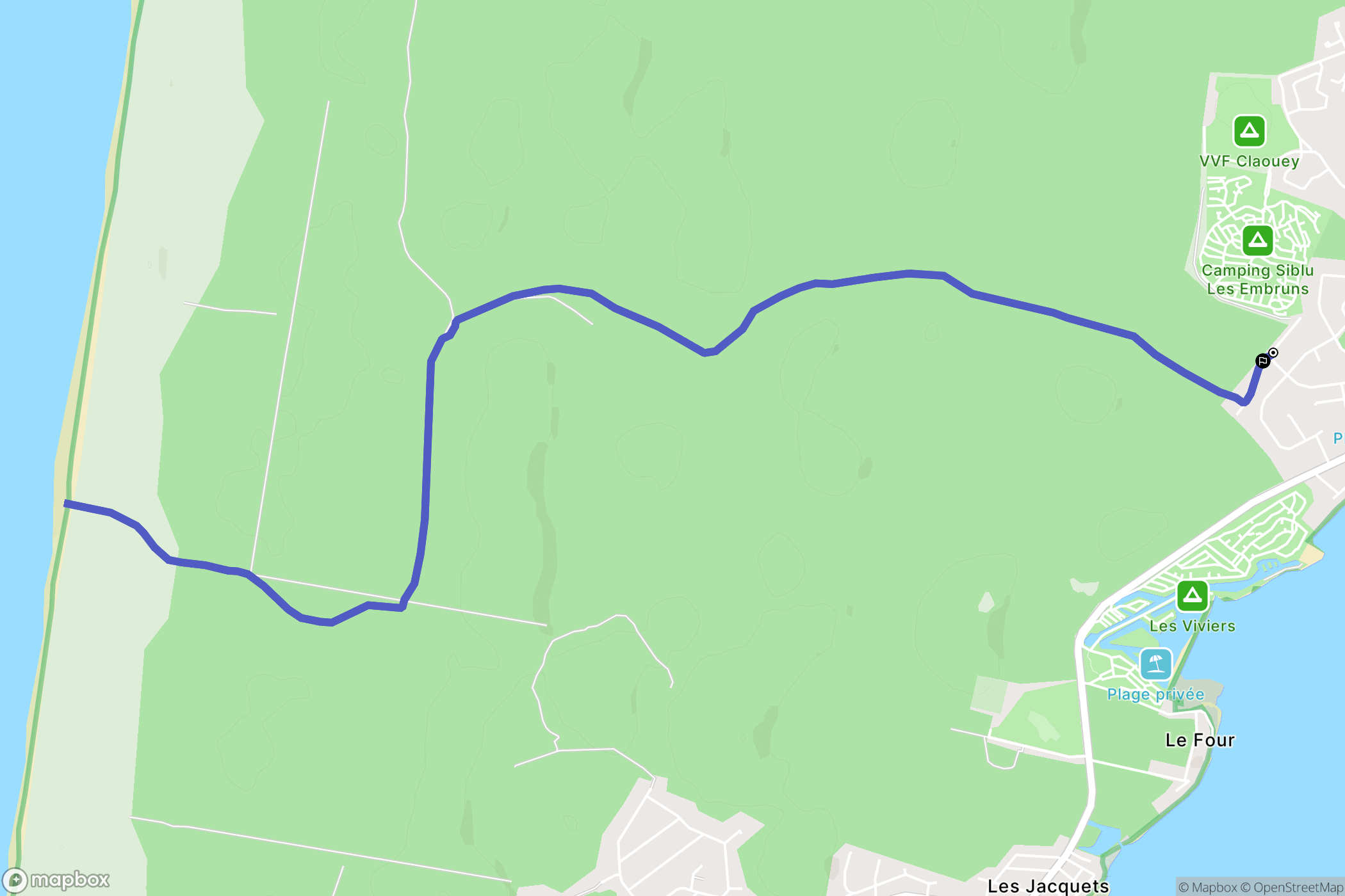 Claouey, Lège-Cap-Ferret : carte du parcours de randonnée - France