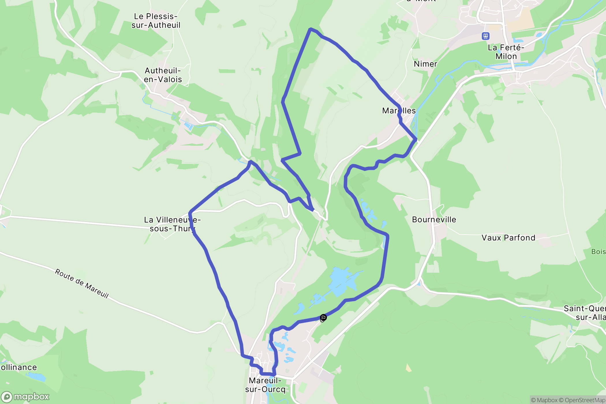 Mareuil-sur-Ourcq : carte du parcours de randonnée - France