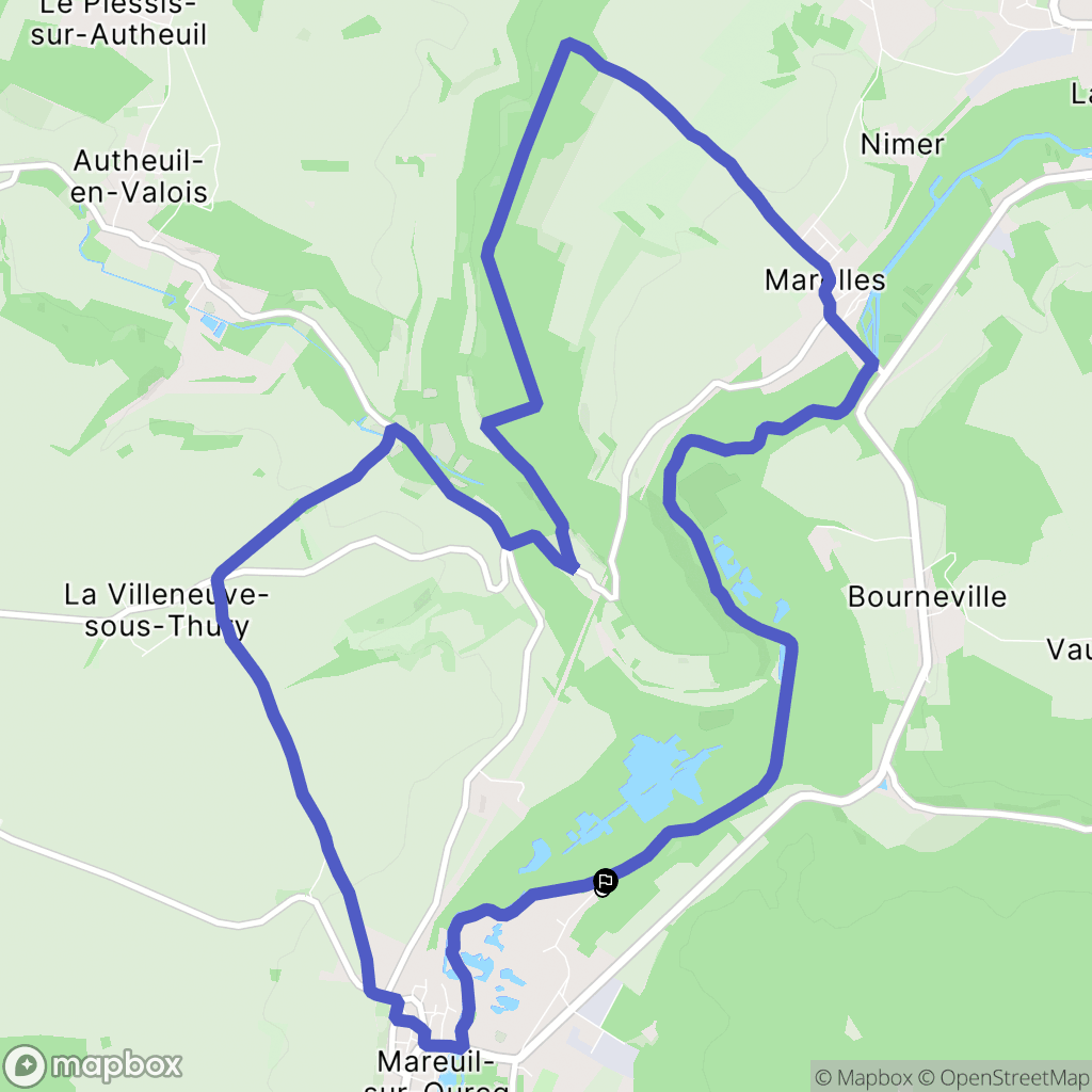 Mareuil-sur-Ourcq : carte du parcours de randonnée - France