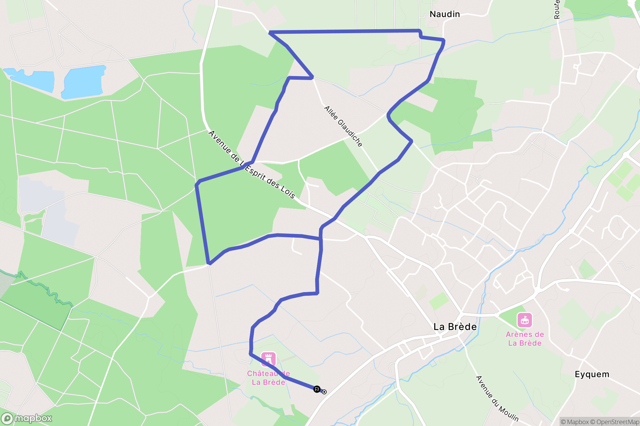 La Brède : carte du parcours de randonnée - France