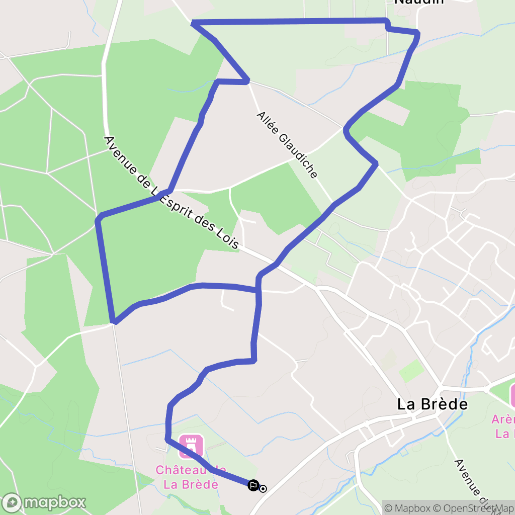La Brède : carte du parcours de randonnée - France