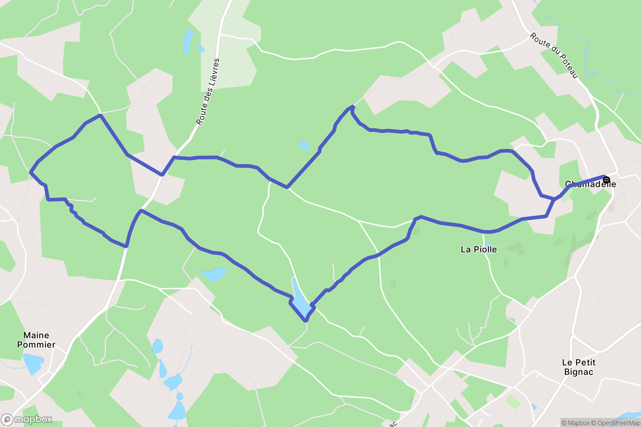 Chamadelle : carte du parcours de randonnée - France