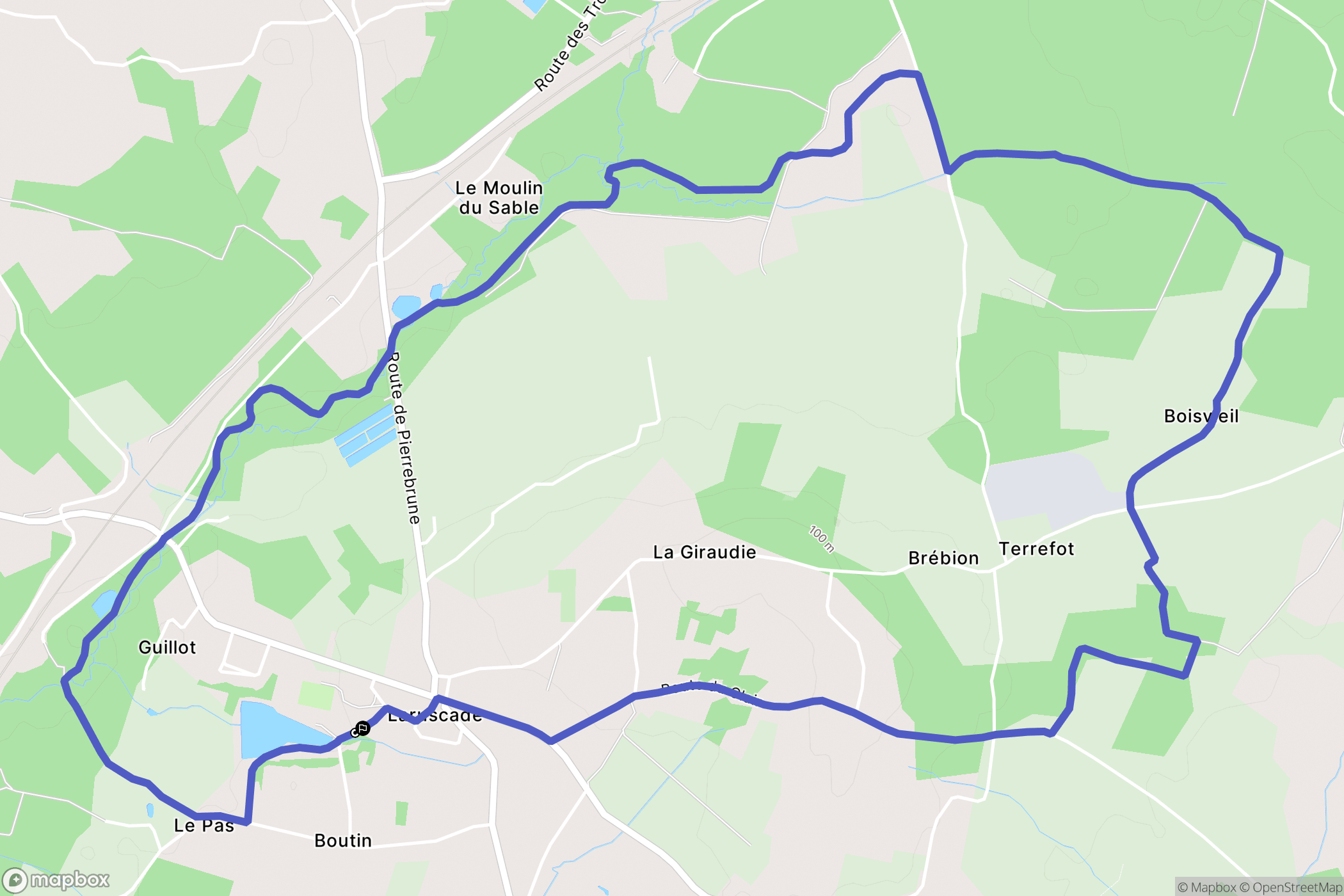 Laruscade : carte du parcours de randonnée - France