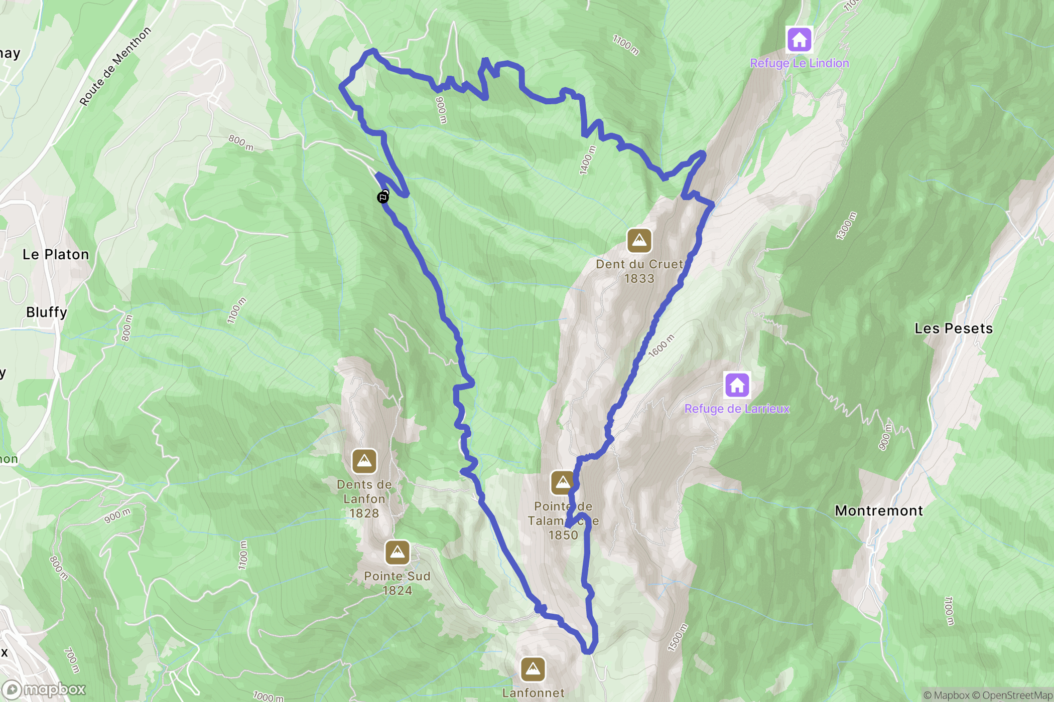 Villard Dessus : carte du parcours de randonnée - France