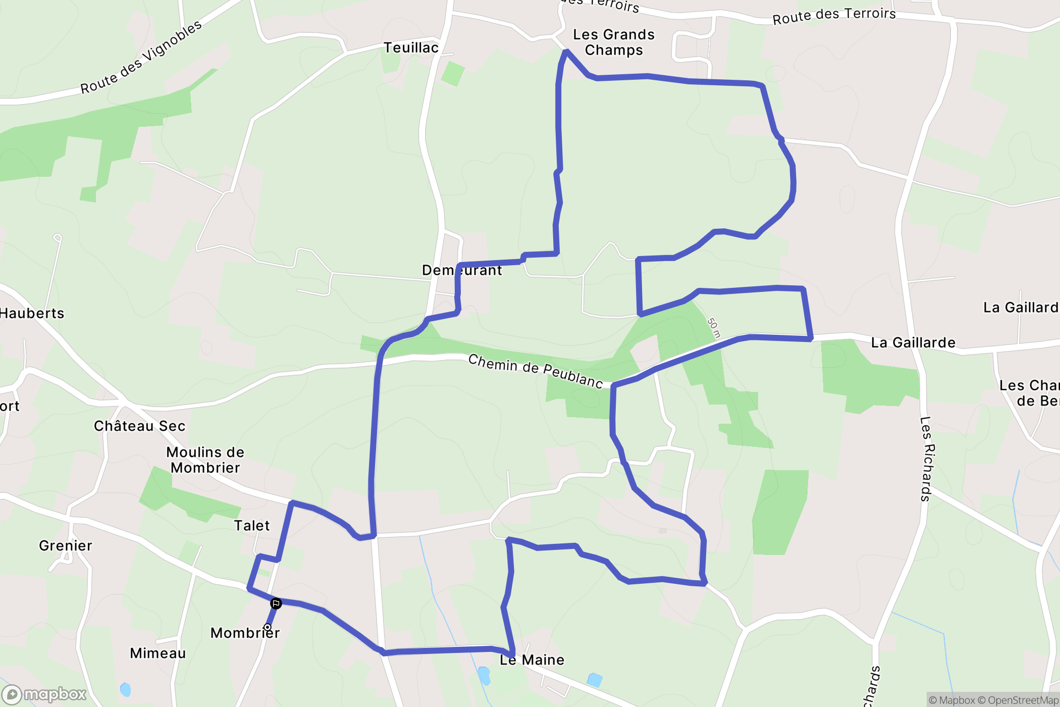 Mombrier : carte du parcours de randonnée - France