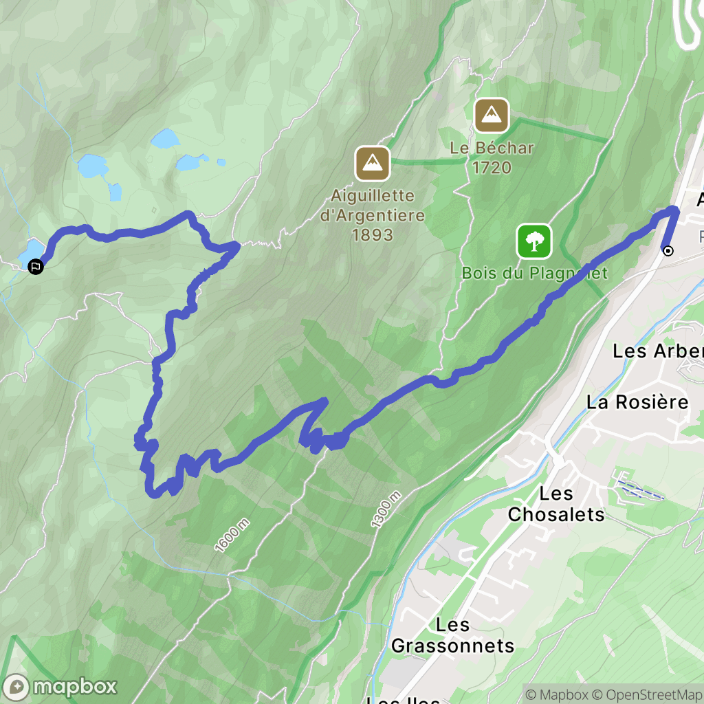 Chamonix-Mont-Blanc : carte du parcours de randonnée - France