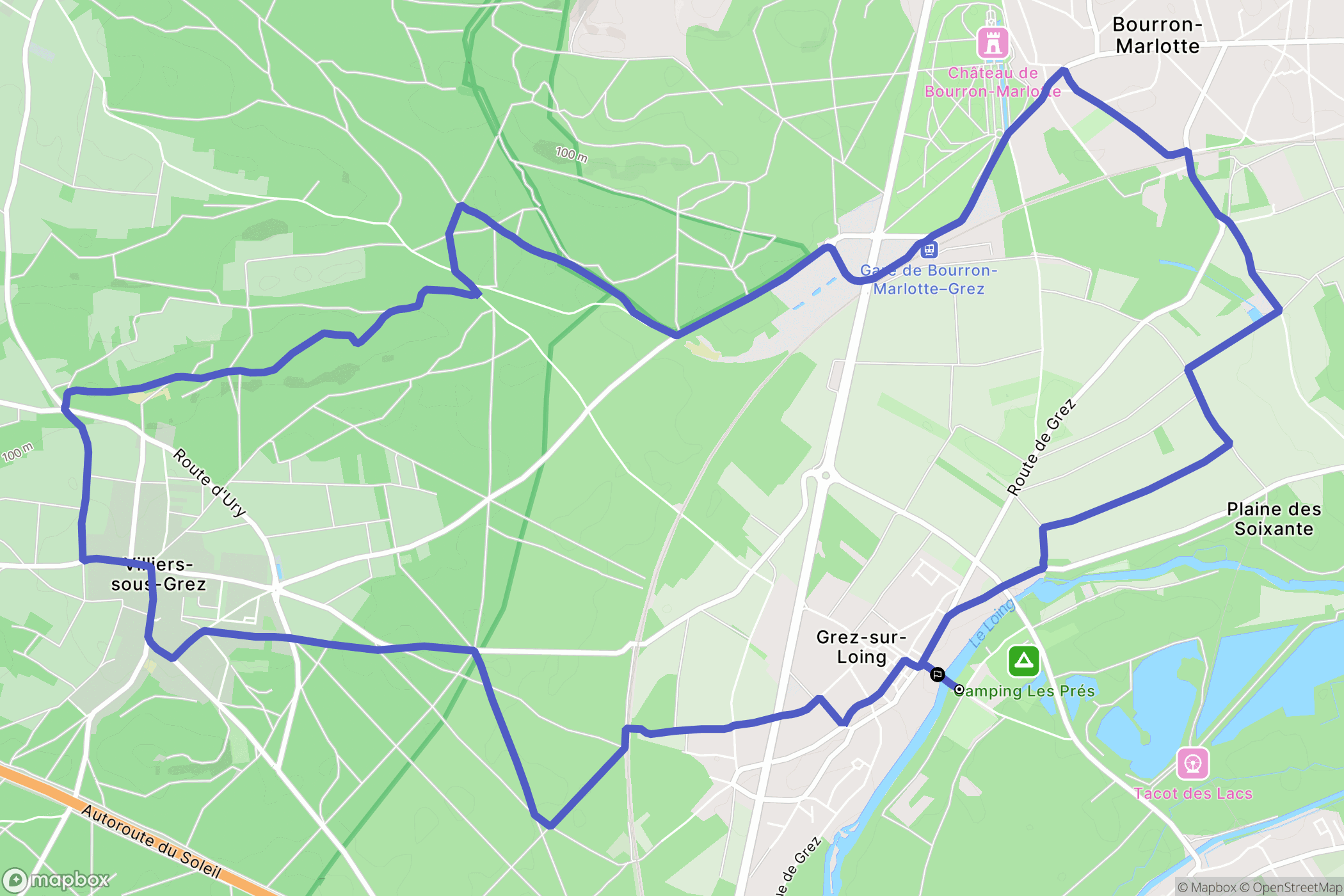 Grez-sur-Loing : carte du parcours de randonnée - France