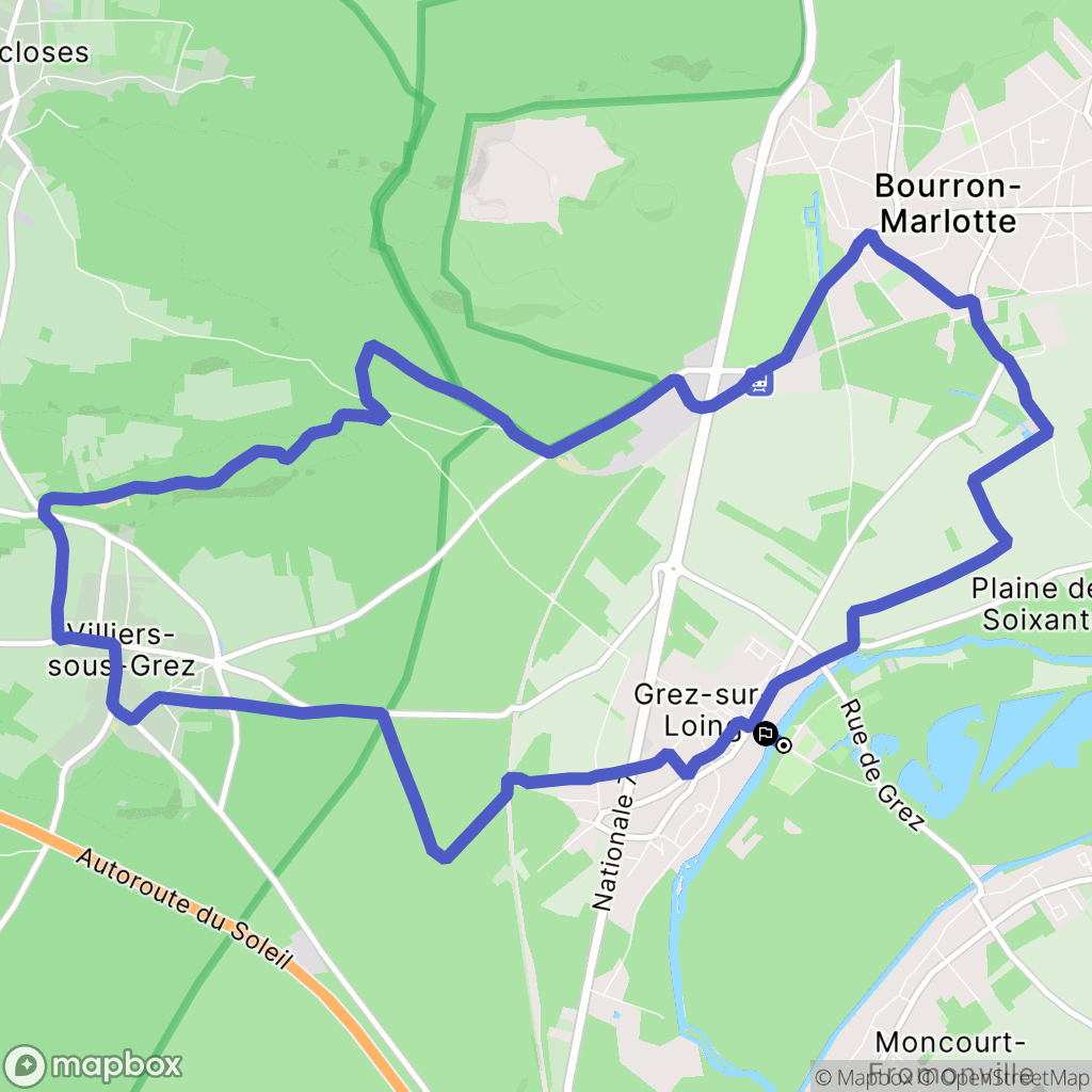 Grez-sur-Loing : carte du parcours de randonnée - France