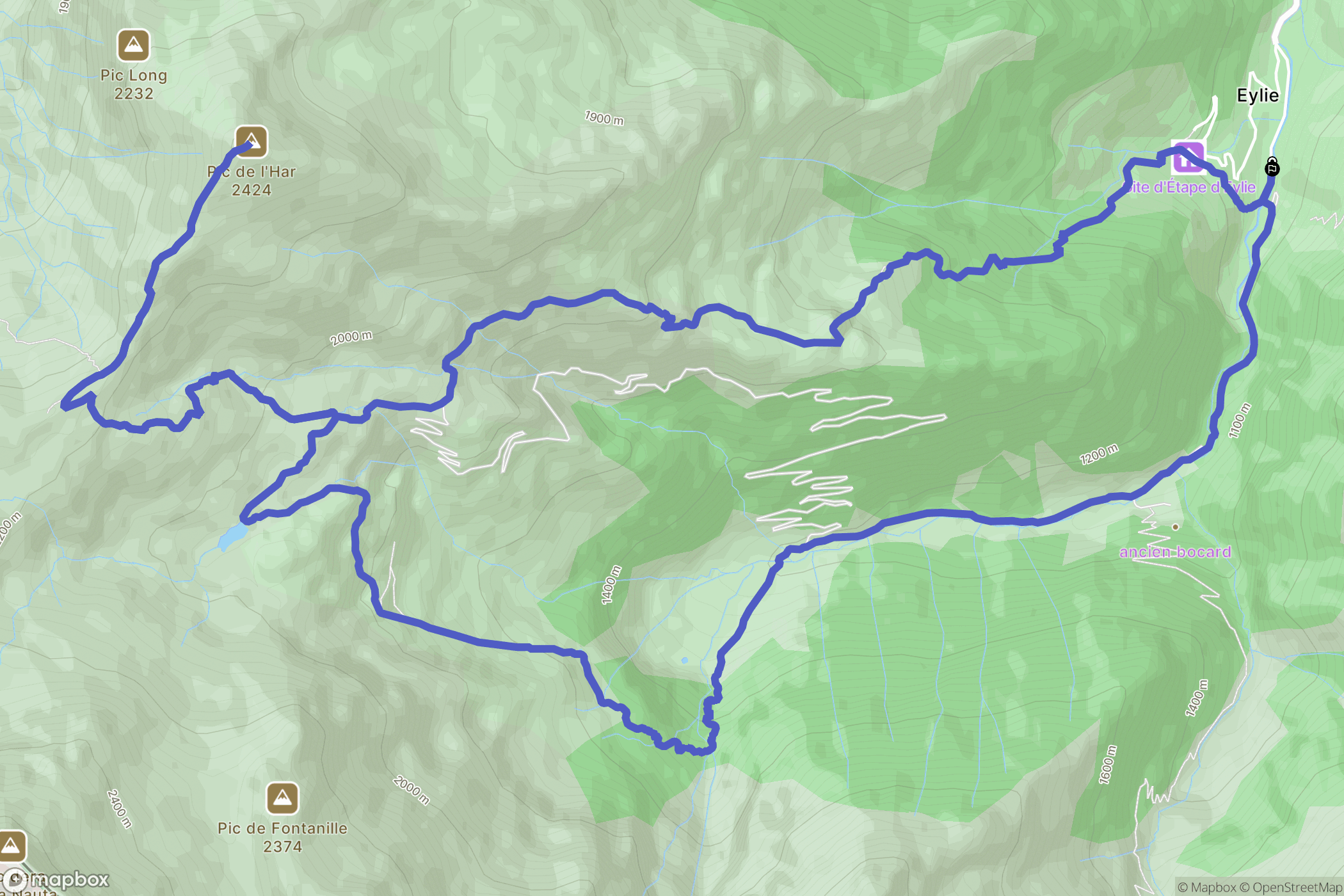 Sentein : carte du parcours de randonnée - France