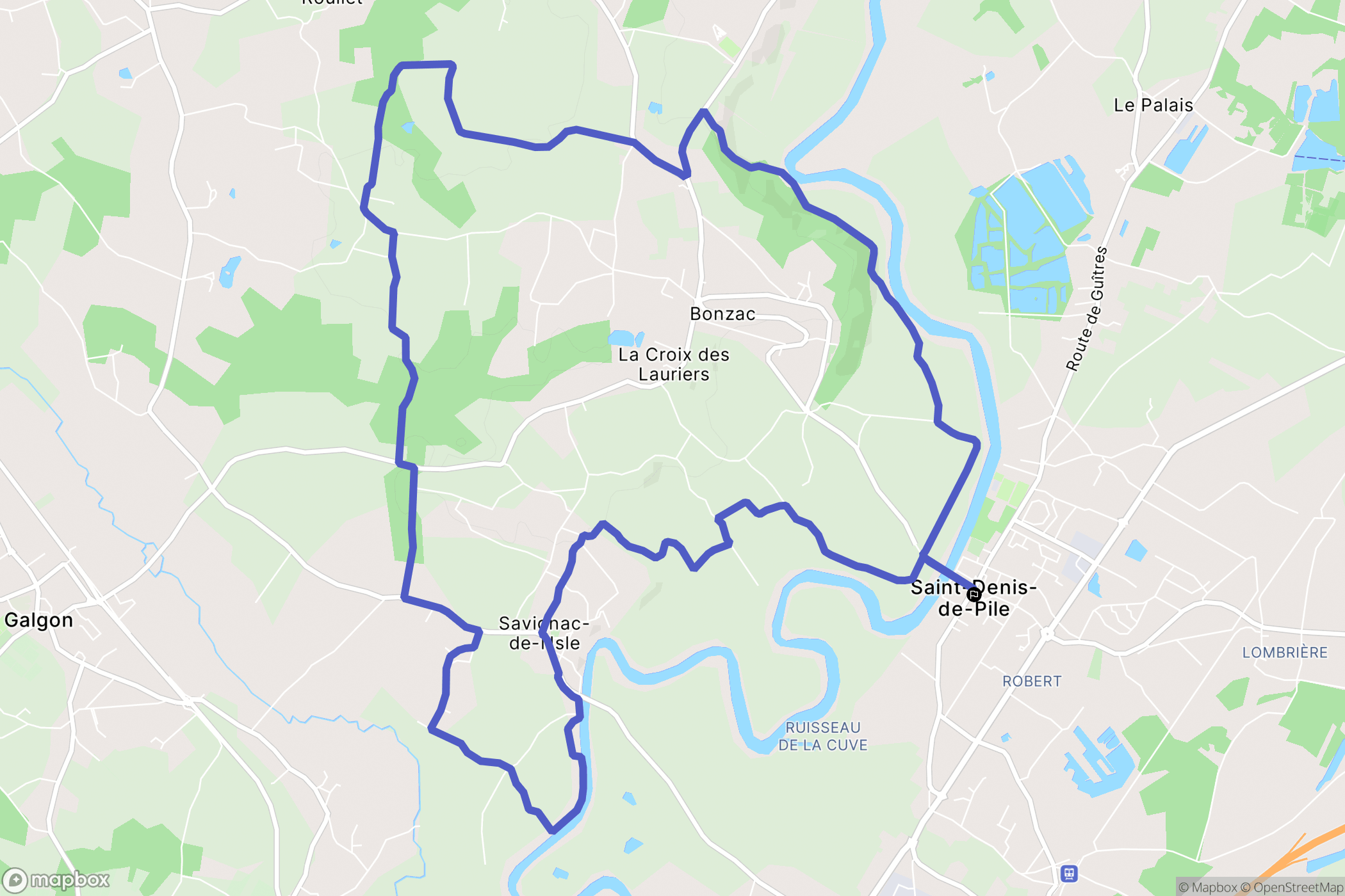 Saint-Denis-de-Pile : carte du parcours de randonnée - France