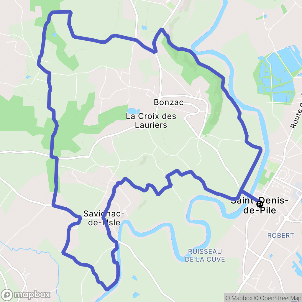 Saint-Denis-de-Pile : carte du parcours de randonnée - France
