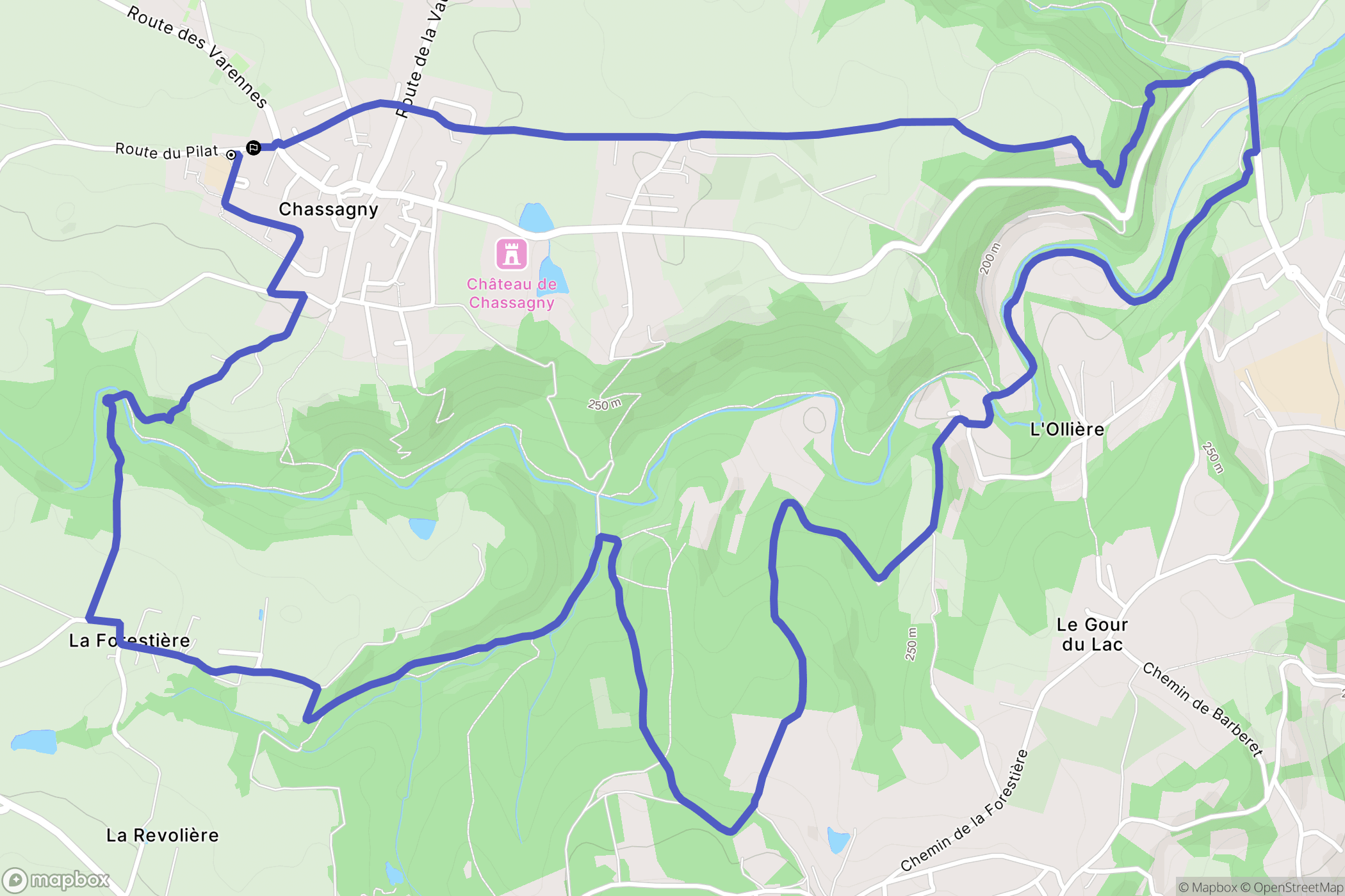 Chassagny : carte du parcours de randonnée - France