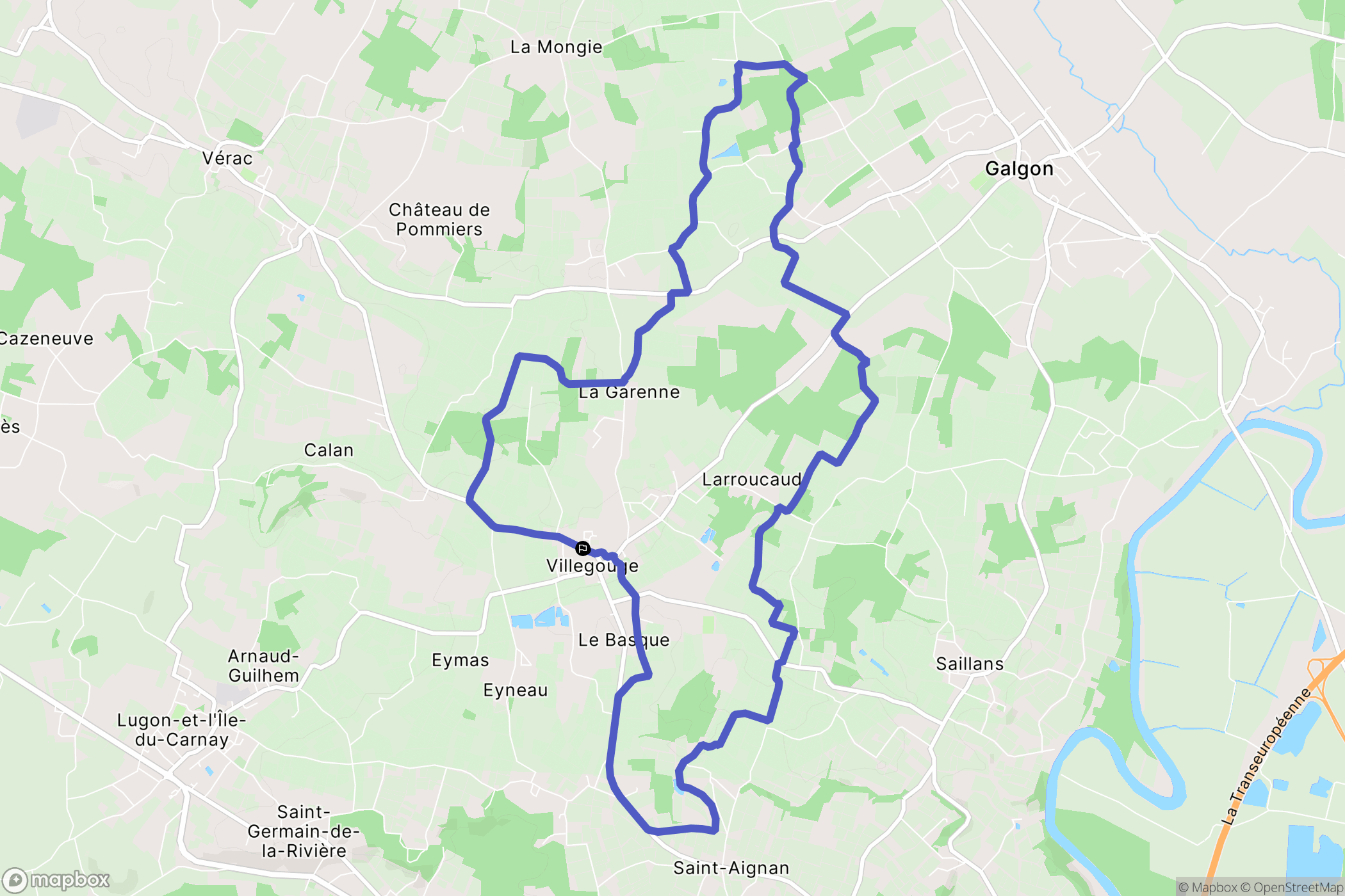 Villegouge : carte du parcours de randonnée - France