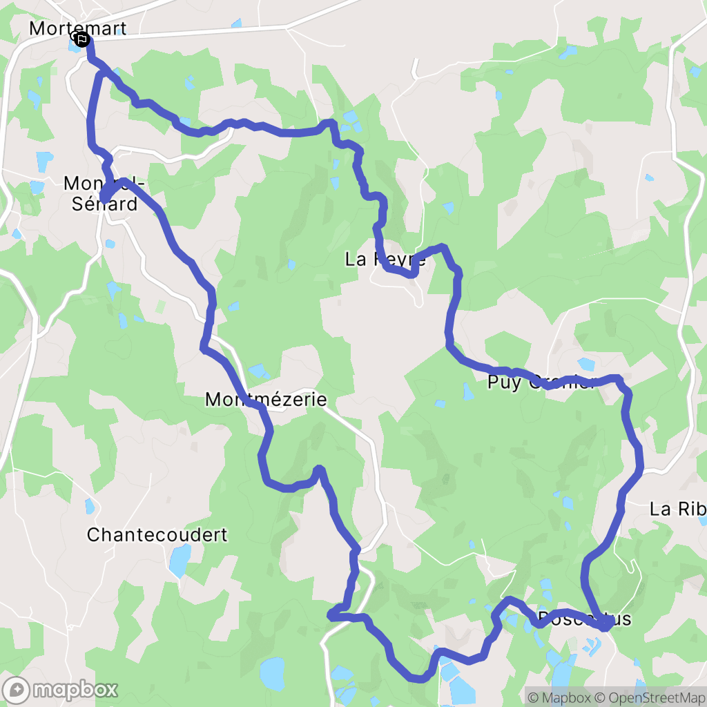 Mortemart : carte du parcours de randonnée - France