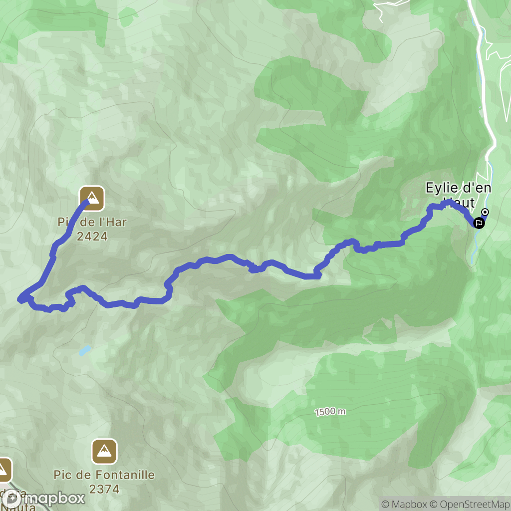 Eylie, Sentein : carte du parcours de randonnée - France