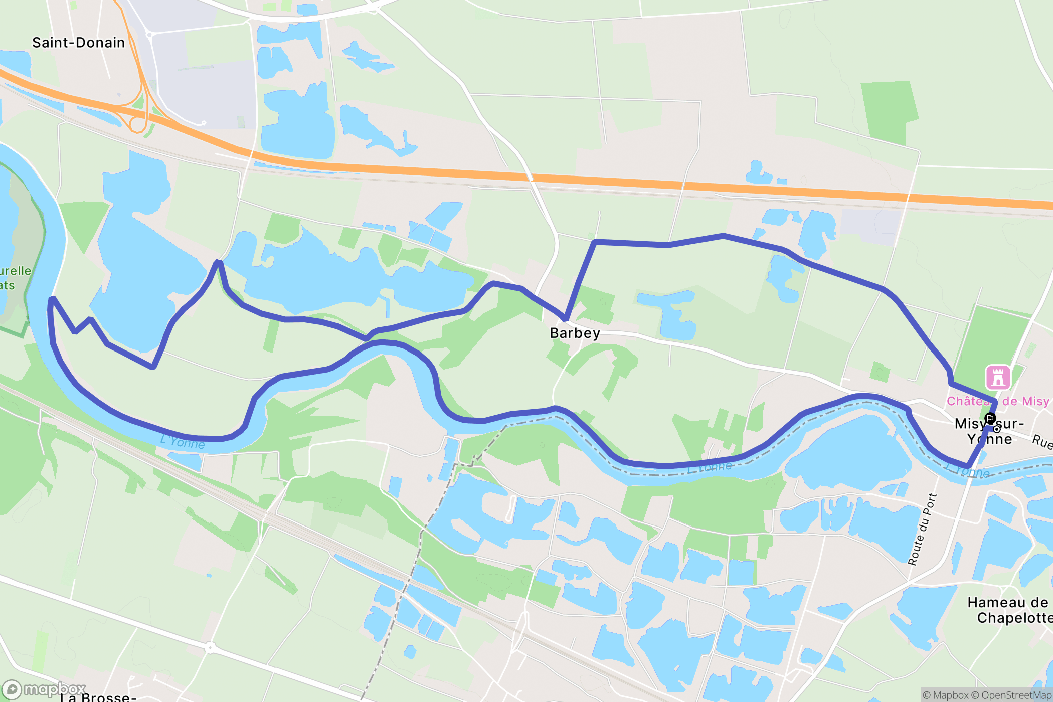 Misy-sur-Yonne : carte du parcours de randonnée - France