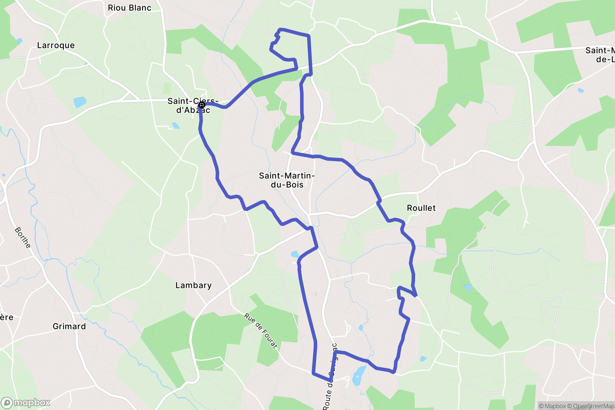 Saint-Ciers-d'Abzac : carte du parcours de randonnée - France