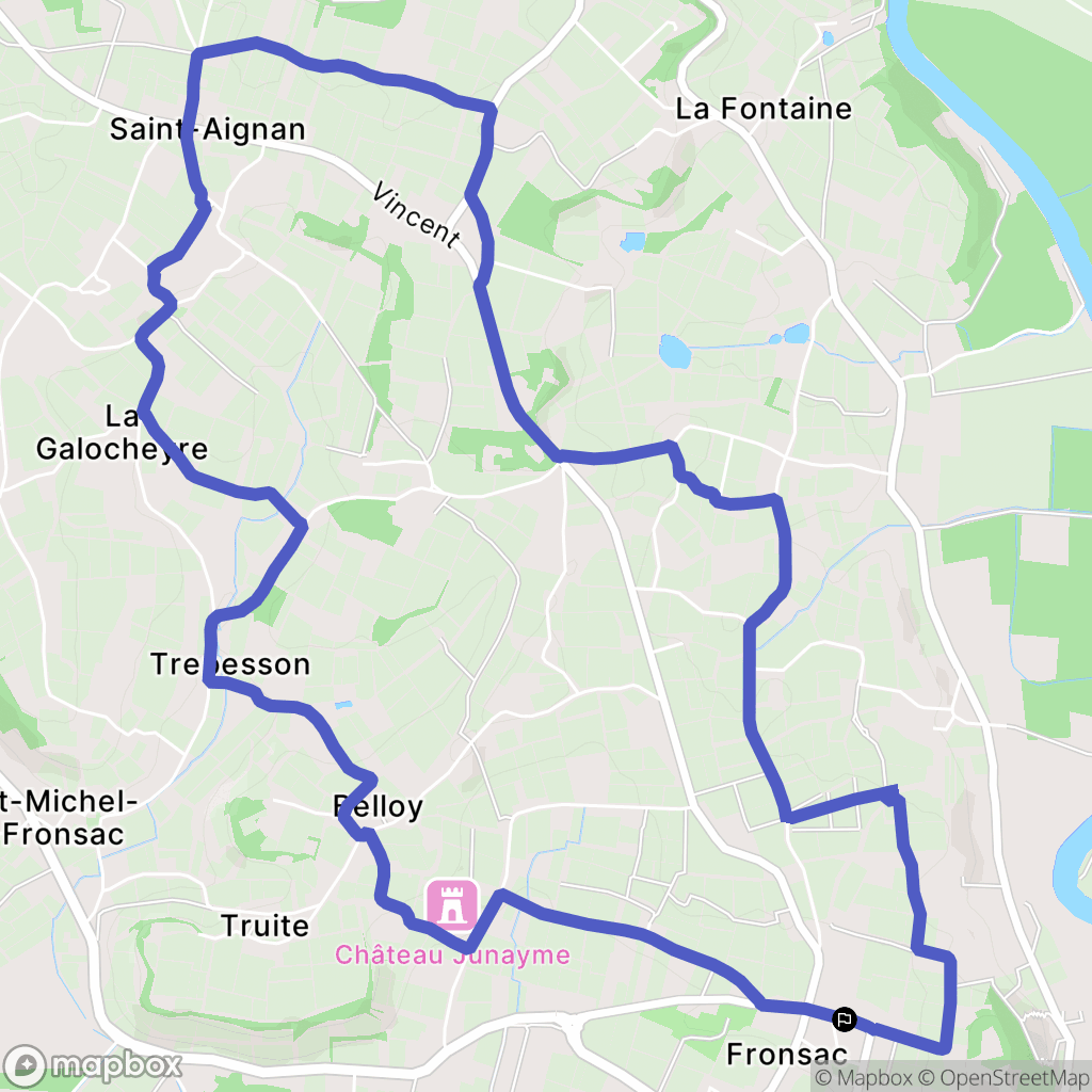 Fronsac : carte du parcours de randonnée - France