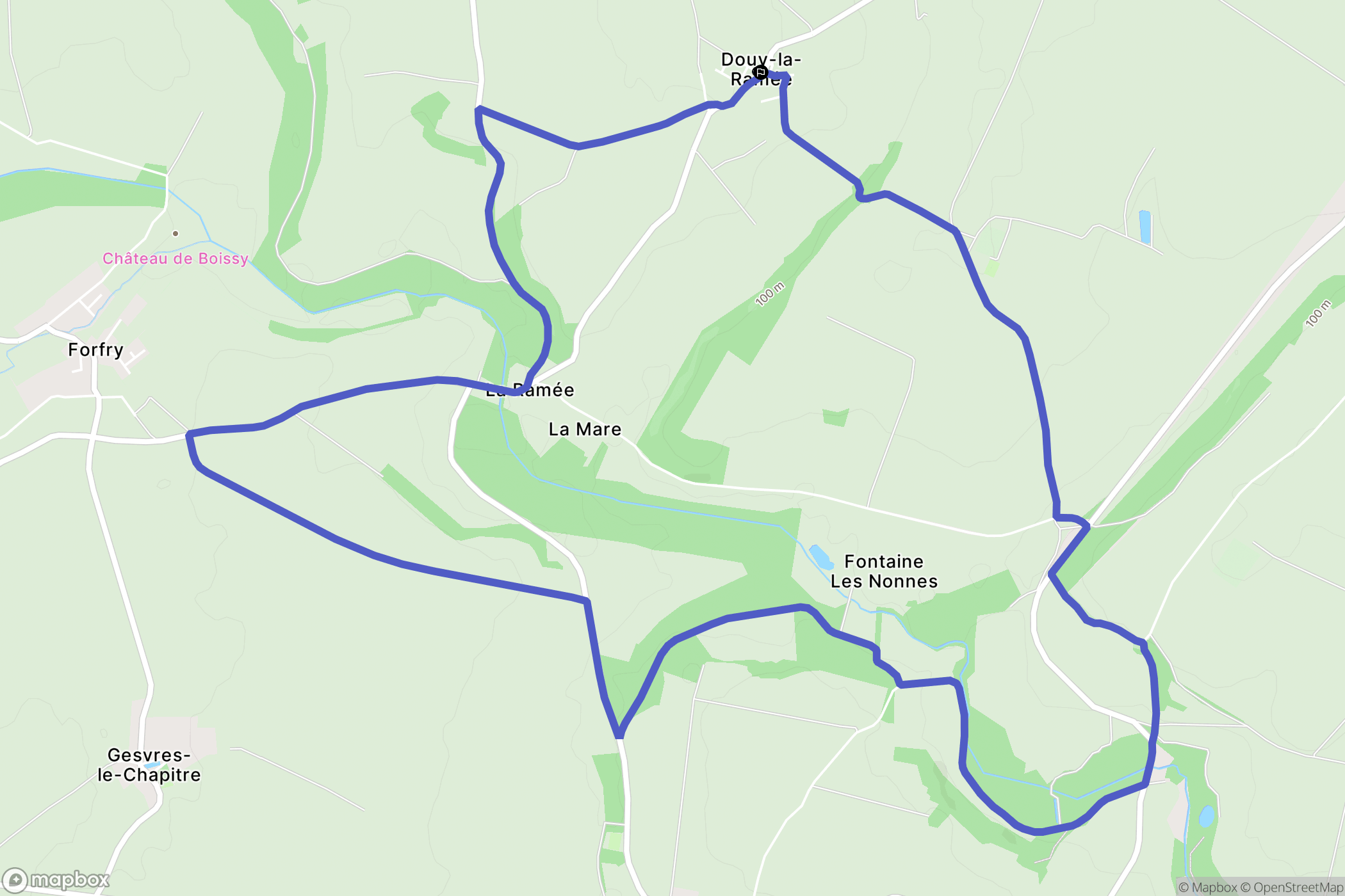Douy-la-Ramée : carte du parcours de randonnée - France