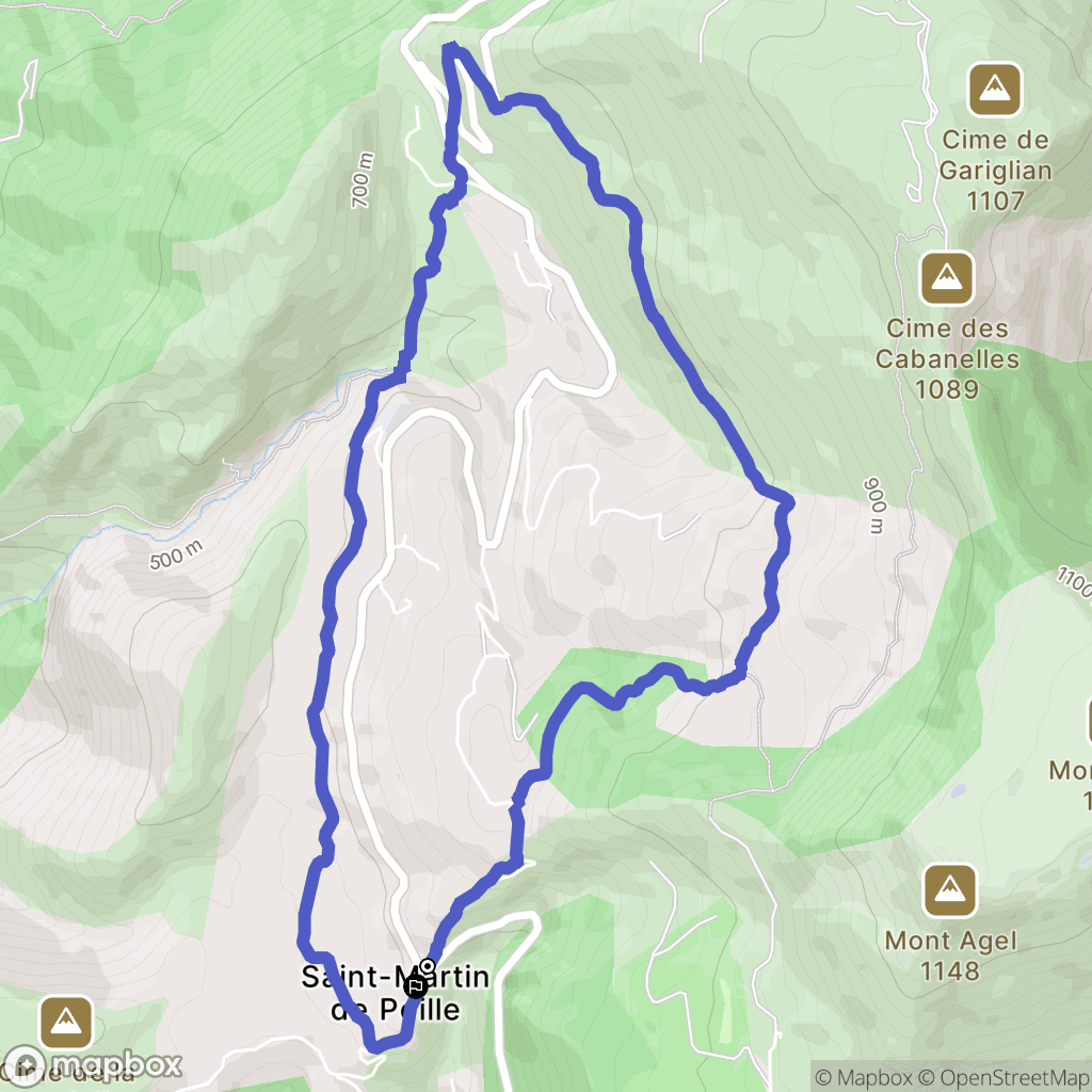 Saint-Martin de Peille : carte du parcours de randonnée - France