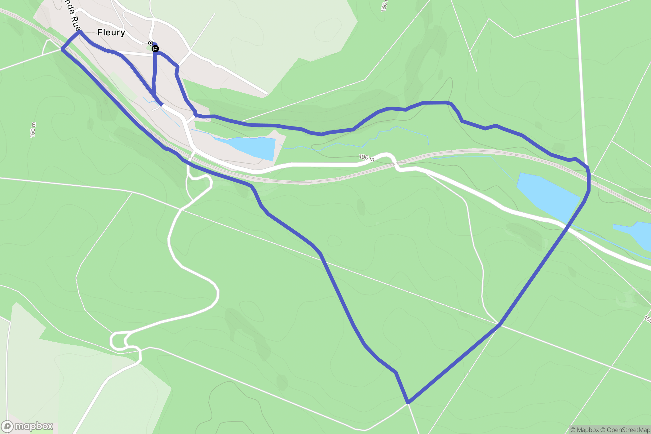 Fleury : carte du parcours de randonnée - France