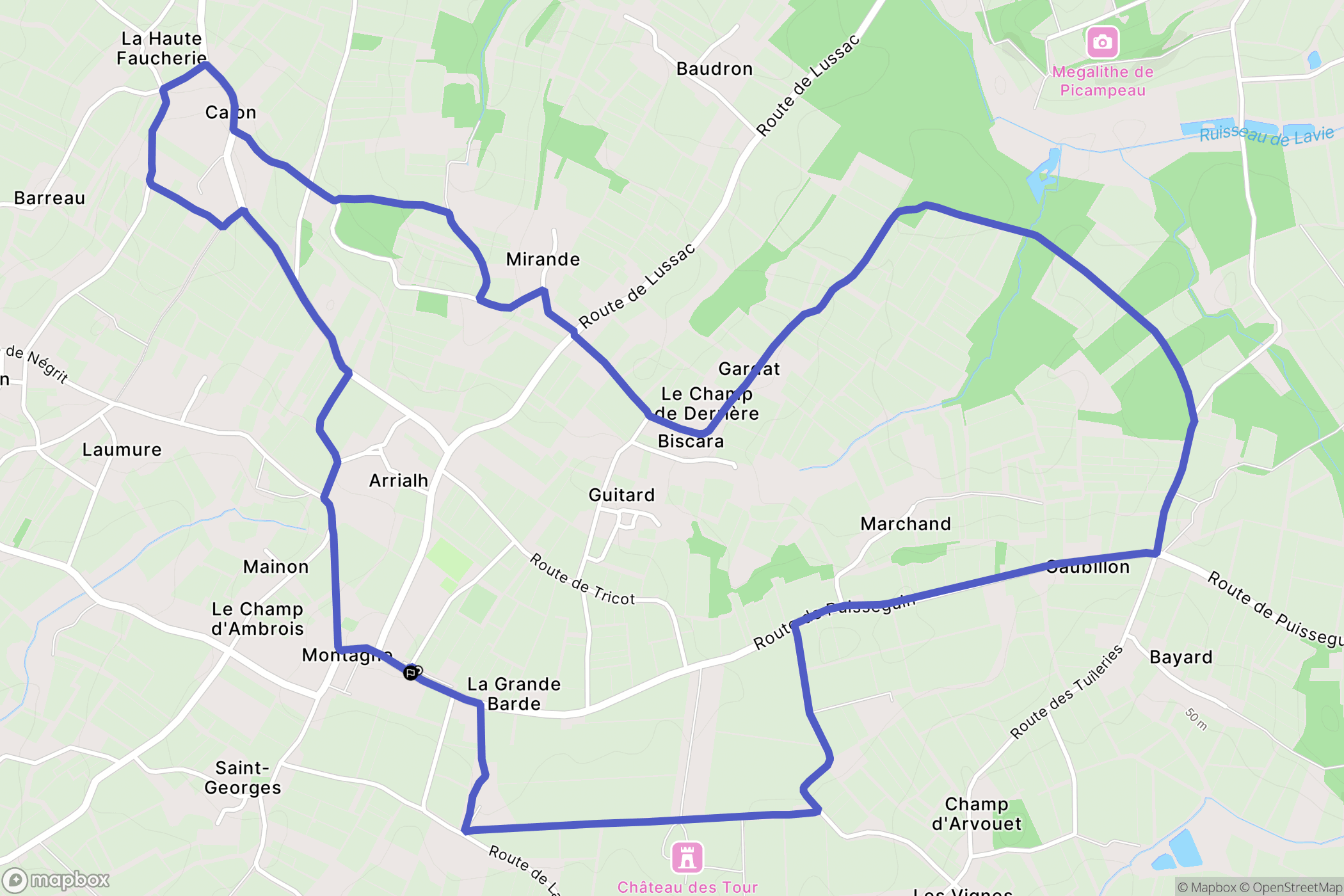 Montagne : carte du parcours de randonnée - France