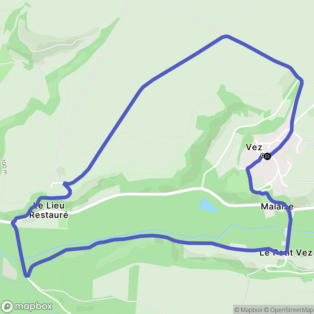 Vez : carte du parcours de randonnée - France