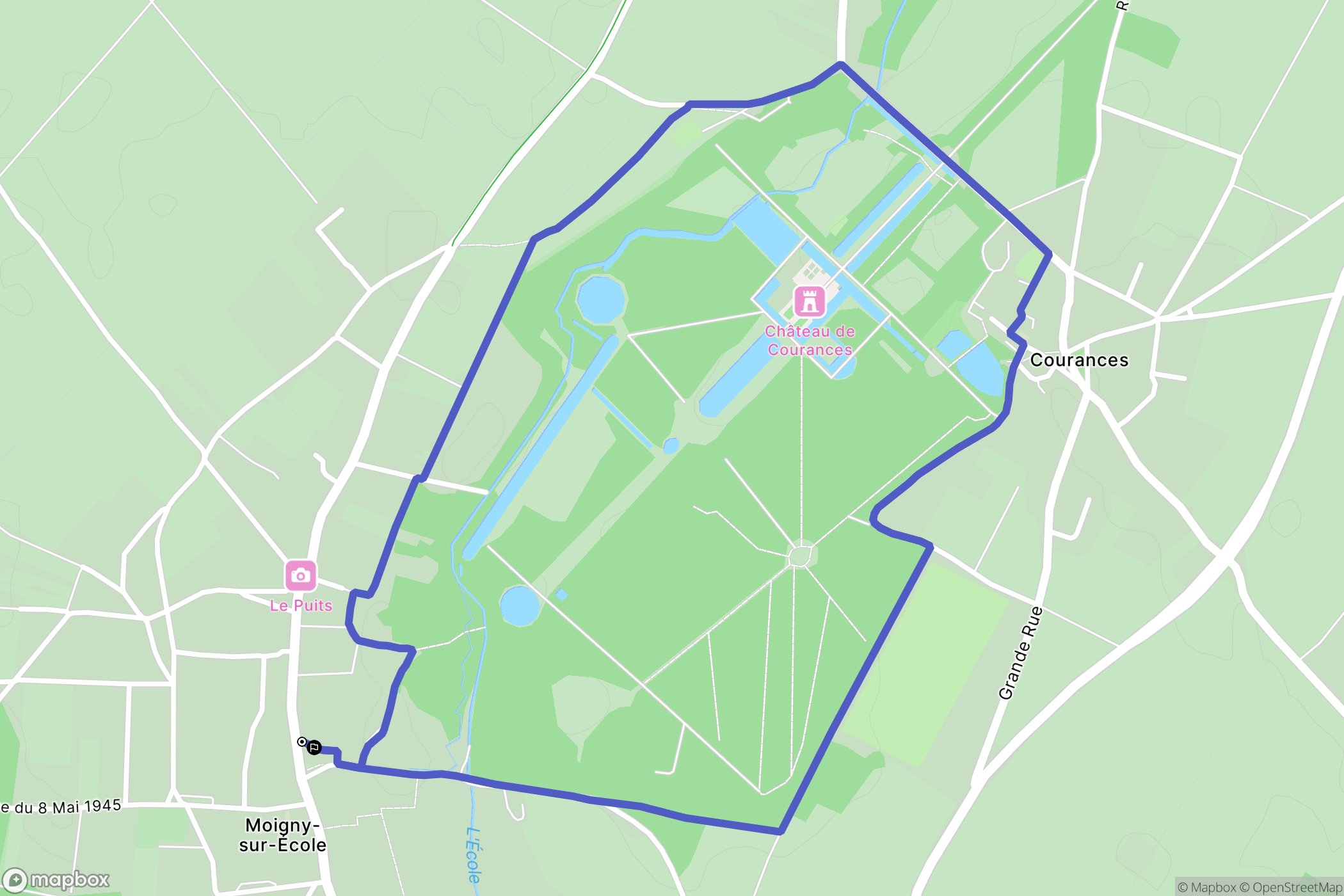 Moigny-sur-École : carte du parcours de randonnée - France