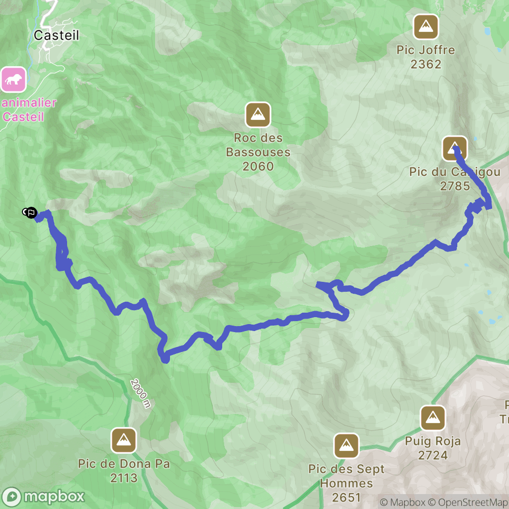 Coll de Creu, Casteil : carte du parcours de randonnée - France