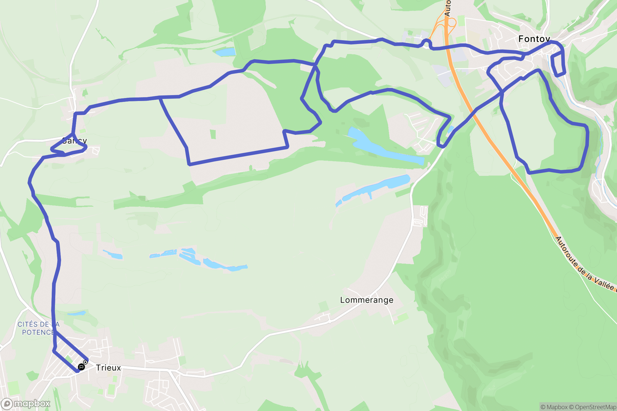 Trieux : carte du parcours de randonnée - France