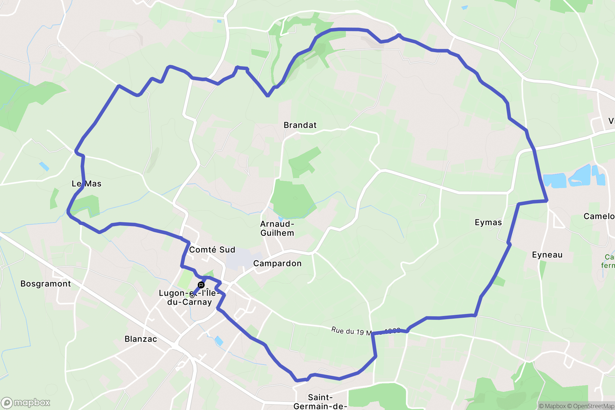 Lugon-et-l'Île-du-Carnay : carte du parcours de randonnée - France