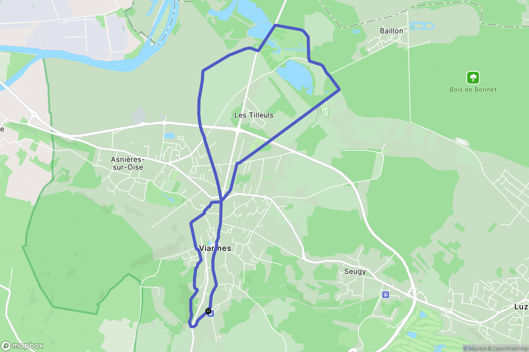Viarmes : carte du parcours de randonnée - France