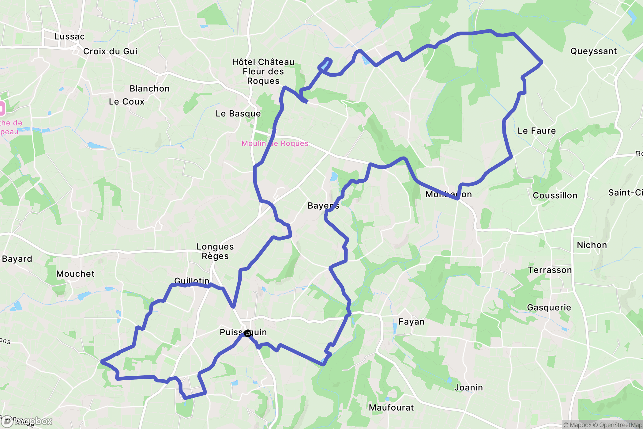 Puisseguin : carte du parcours de randonnée - France