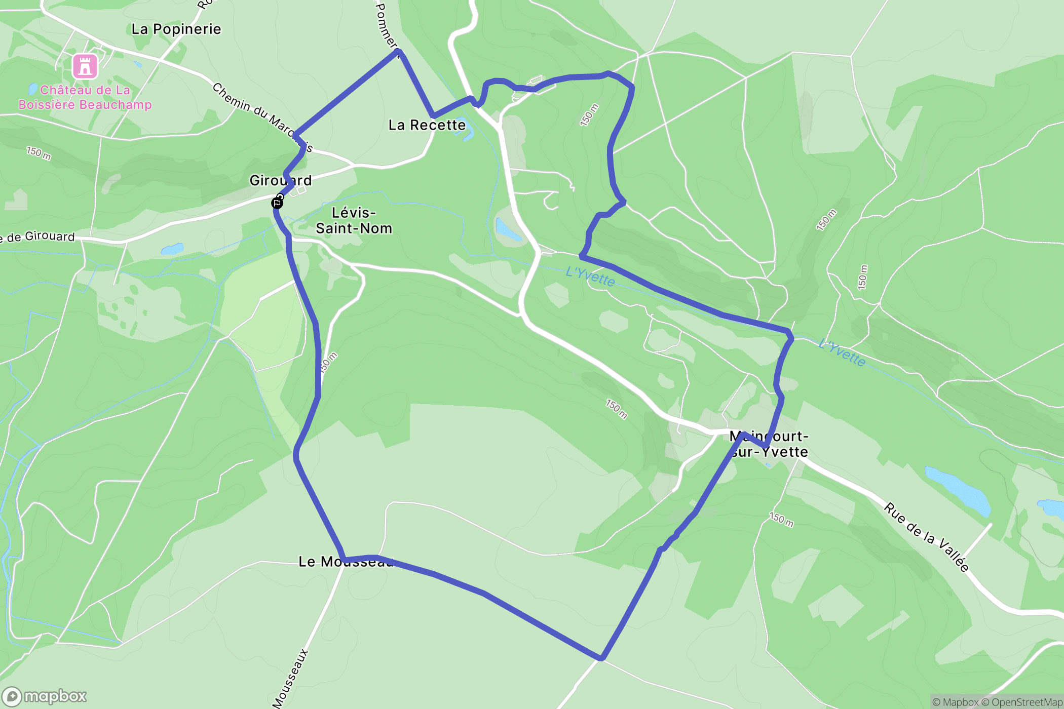 Lévis-Saint-Nom : carte du parcours de randonnée - France