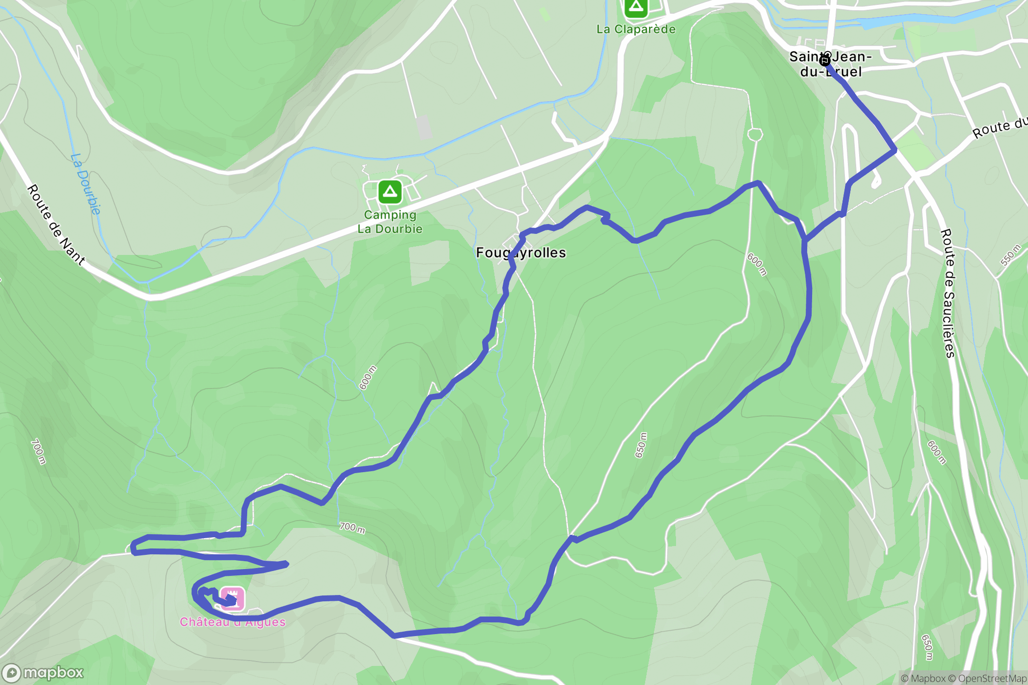 Saint-Jean-du-Bruel : carte du parcours de randonnée - France