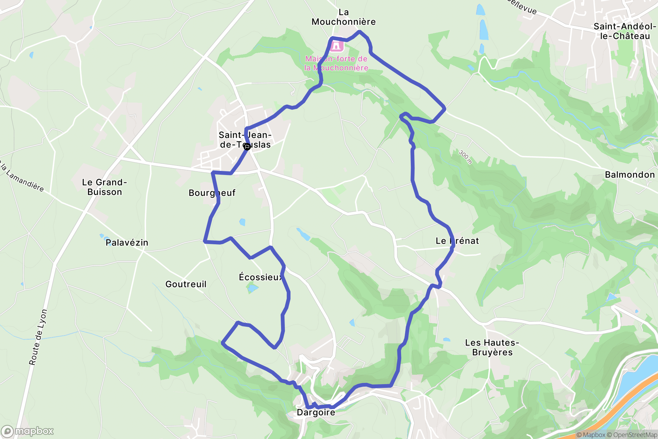 Saint-Jean-de-Touslas : carte du parcours de randonnée - France
